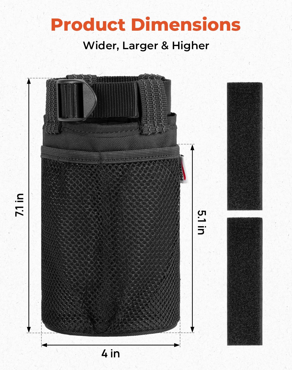 Kemimoto Cup Holder, Roll Bar Cup Holder For Utvs Wheelchair Scooter Walker Rollator Bike Golf Cart Boat With Mesh Pockets And S