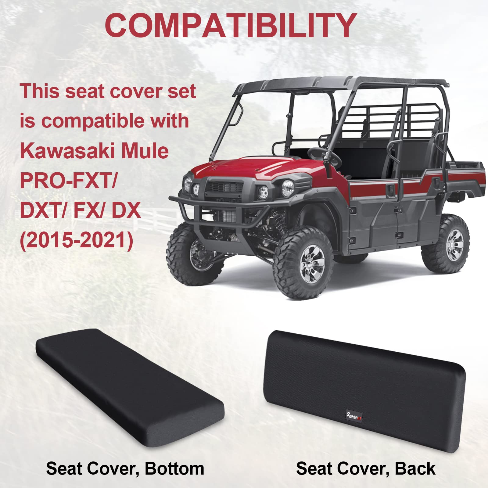 StarknightMT UTV Mule Pro Seat Covers Waterproof 1680D Mule Seat Covers Compatible with Kawasaki Mule PRO-FXT FX DXT DX 2015-202