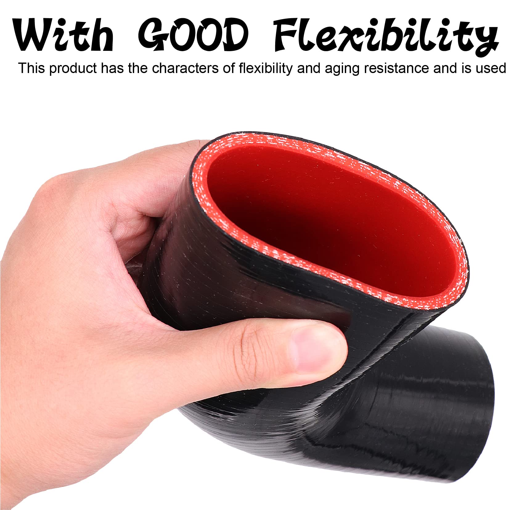 TuoLauthon 45 Degree 2 to 2-1/2 inch(51-63mm) Silicone Reducer Coupler Hose,4-Ply Reinforced,Length 4inch(102mm) with 2PCS clamp