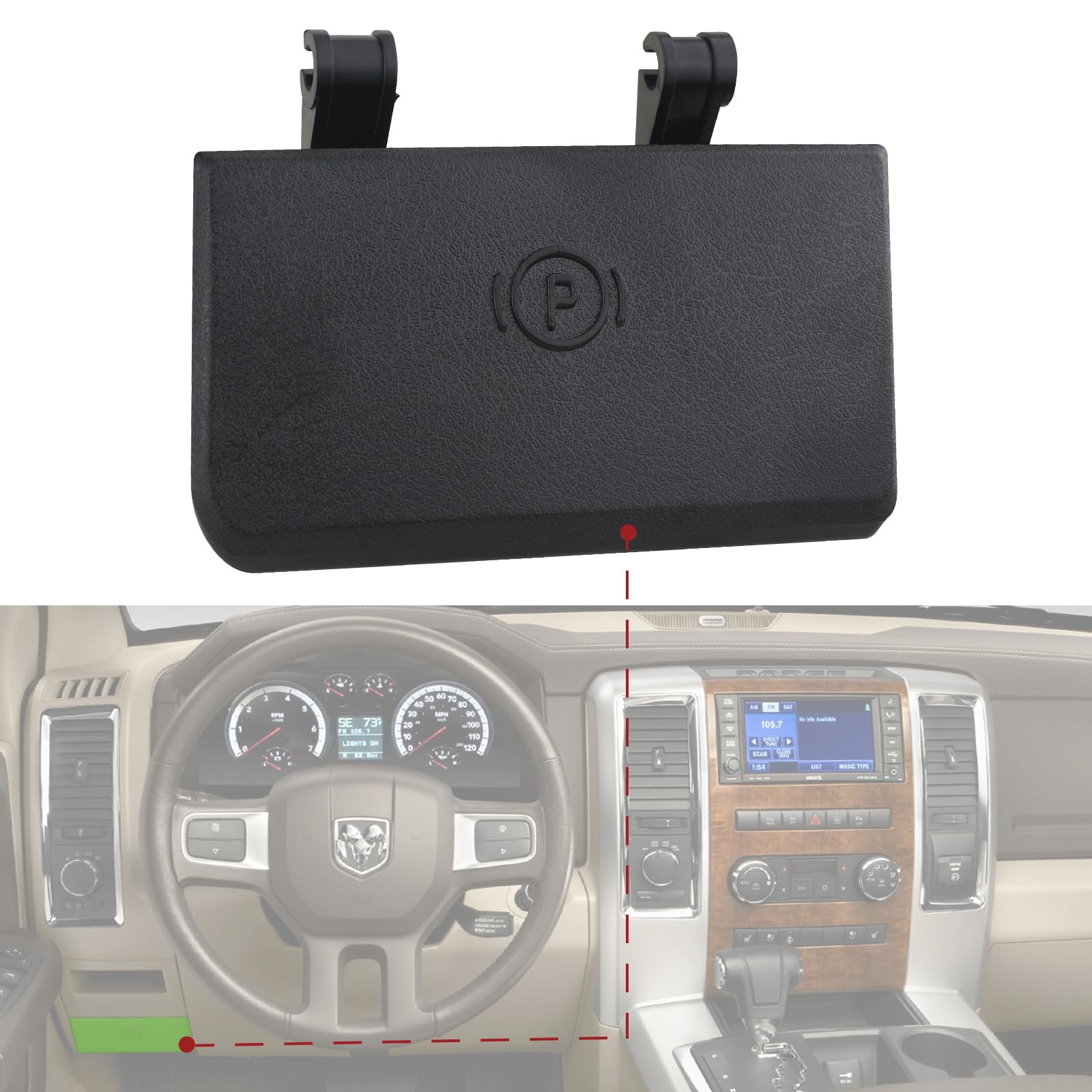 Tqponly 74401 Parking Brake Release Handle (Black) Compatible With Dodge Ram 1500 2500 3500 4500 5500 Truck