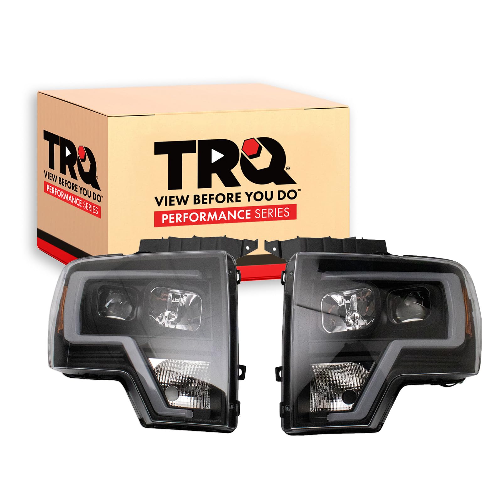 Trq Headlight Assembly Set Headlights Black Background Performance Driver & Passenger Side Fo2502287 Fo2502289 Fo2503287 Fo25032