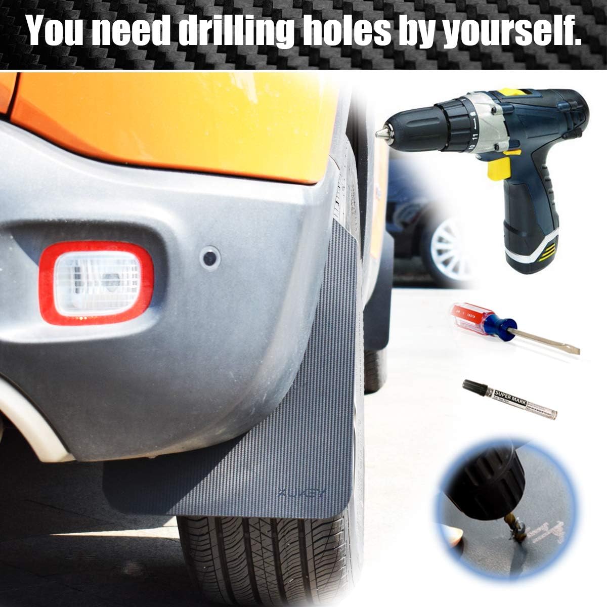 Xukey 4Pcs/Set Universal Carbon Fiber Effect Mudflaps For Car Pickup Suv Van Truck Mud Flaps Splash Guards Mudguards Dirty Traps