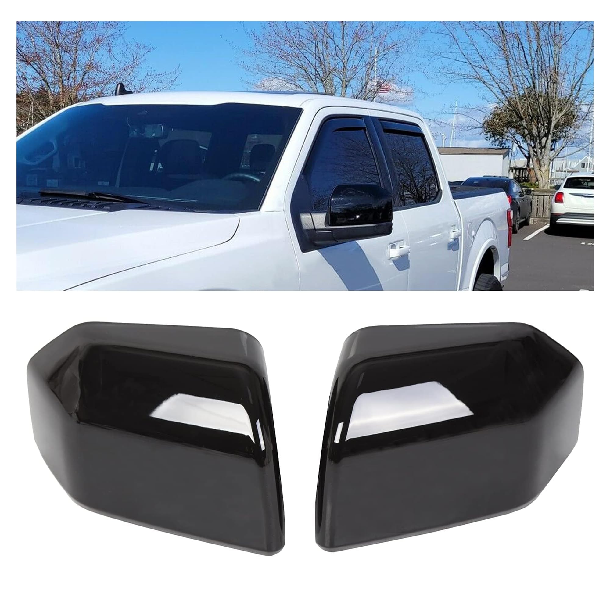 HECASA Half Mirror Covers Skull Caps Compatible with 2015-2020 F150