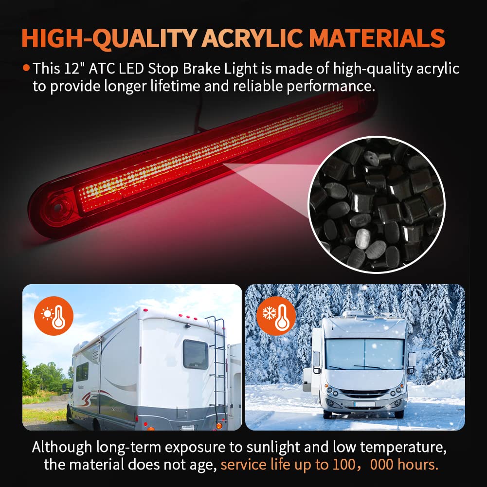 Alpha Rider For Winnebago Navion View Tour Rv Camper 12'' Atc Led Stop Brake Light Replaces 151076-01-000,Water Resistant & High