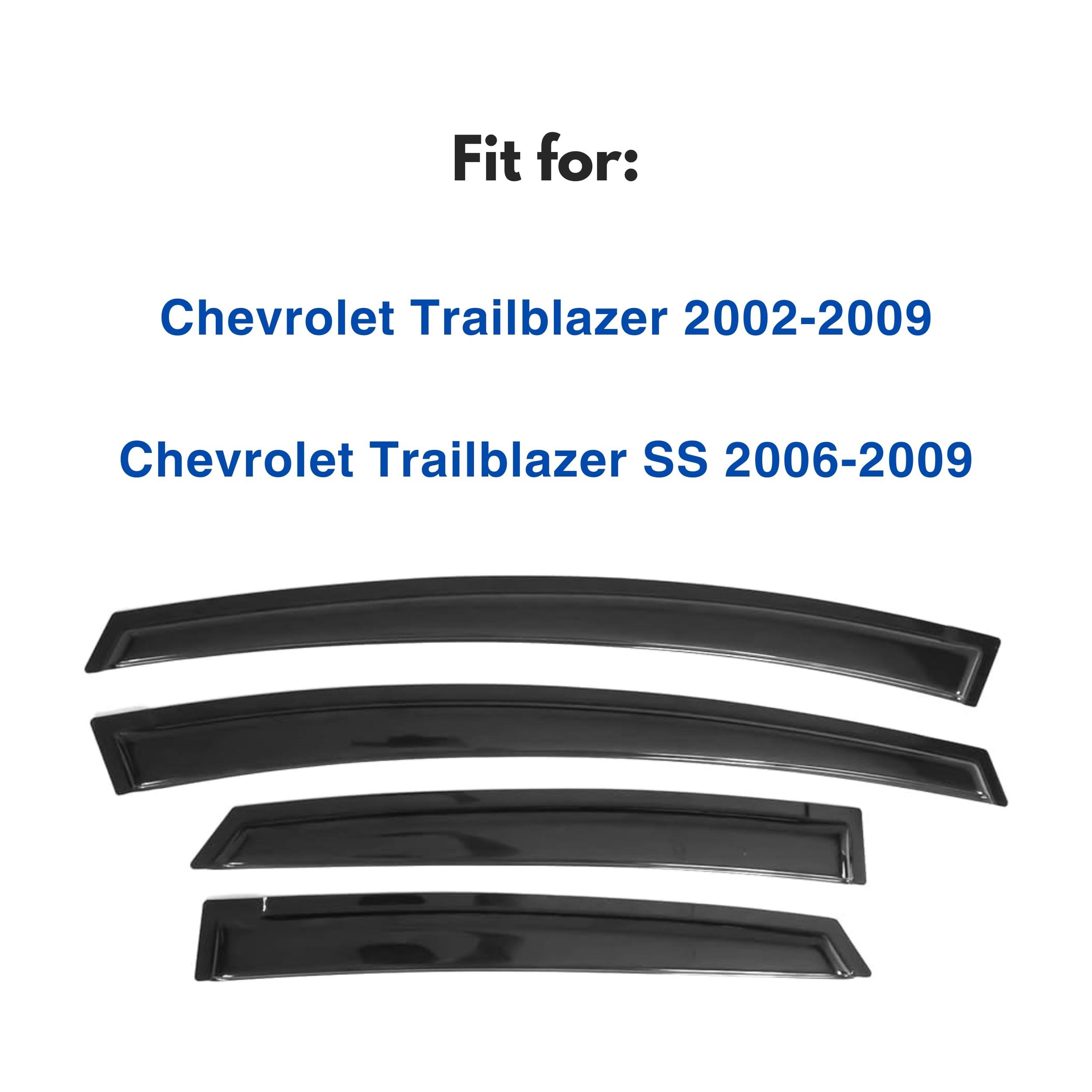 Ig Window Visor For Chevy Chevrolet Trailblazer 2002-2009 & Trailblazer Ss 2006-2009, Rain Guard Tape-On Extra Durable Side Vent