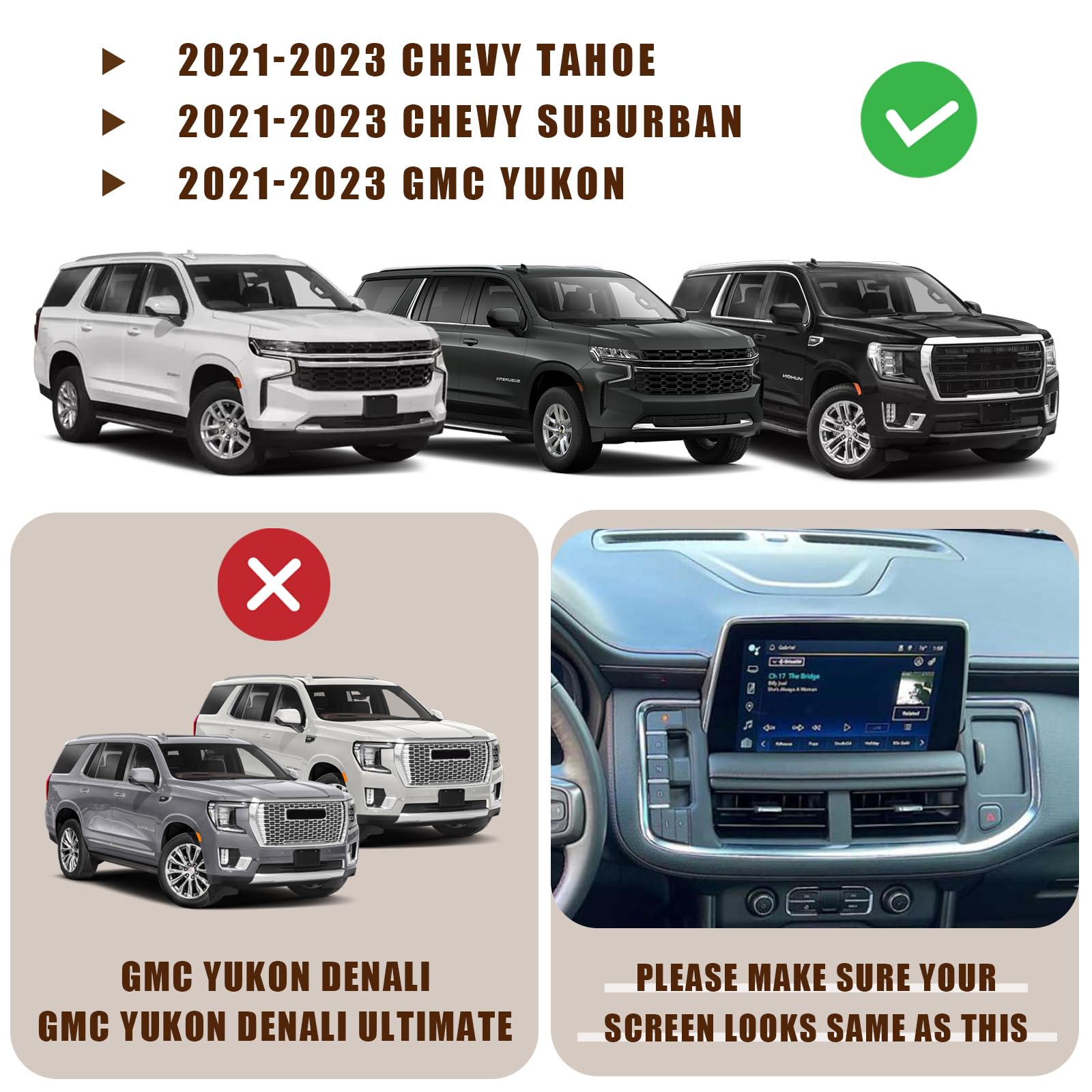 Muslogy Dash Console Storage Tray Compatible With Gmc Yukon Chevy Tahoe Suburban 2021 2022 2023 2024 Insert Behind Screen Organizer Box Accessories For Tahoe Suburban 2021-2024 Not For Denali(Black)