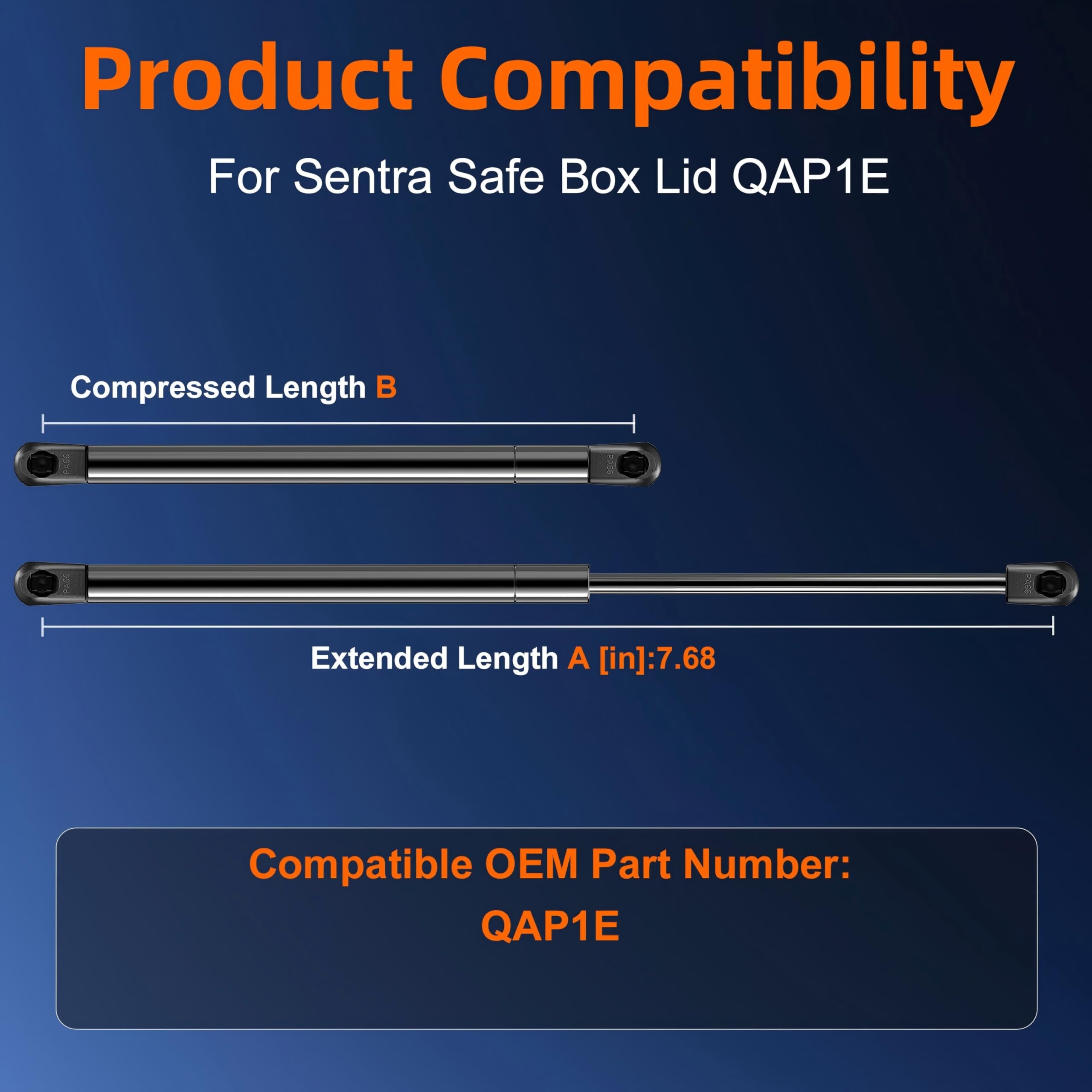 7.5In Gas Strut Shock Lift Support For Sentry Safe Box Lid With Model Qap1Be Qap1Blx, Sentry Safe Replacement Spring Parts