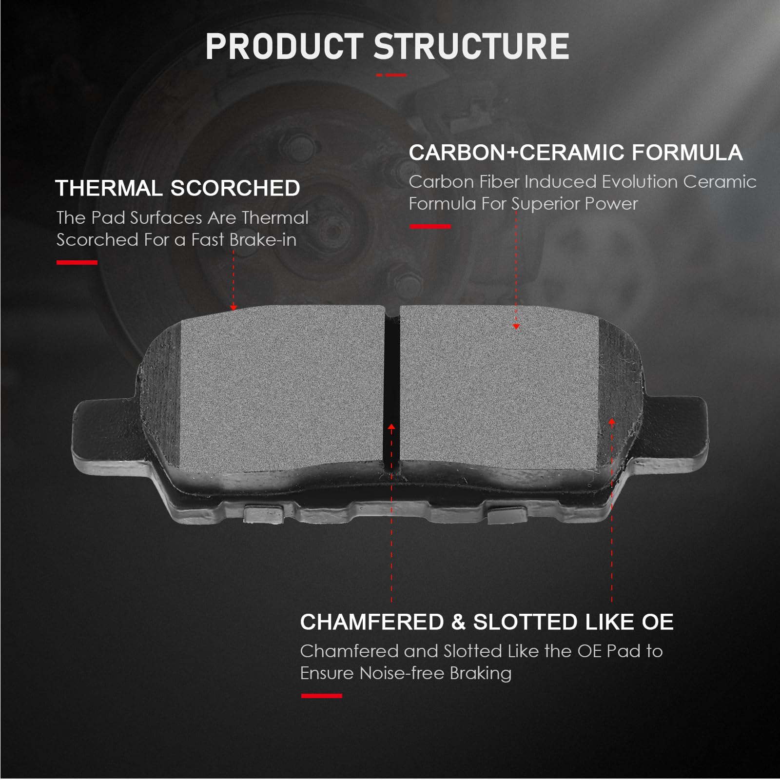 Cciyu D1393 Ceramic Rear Disc Brake Pad Set Fit For Infiniti,For Nissan,For Suzuki,4Pcs