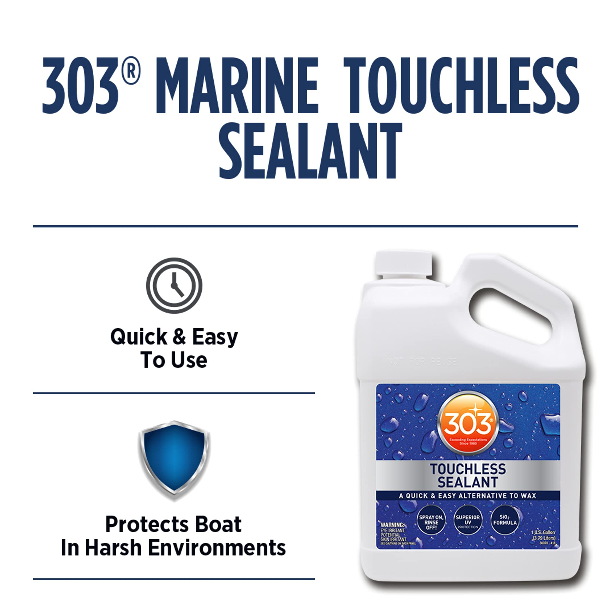 303 Products Touchless Sealant - Sio2 Technology - Water Activated Paint And Glass Protection - Spray On, Rinse Off, Refill For Trigger Spray Bottle,1 Gallon (30399)