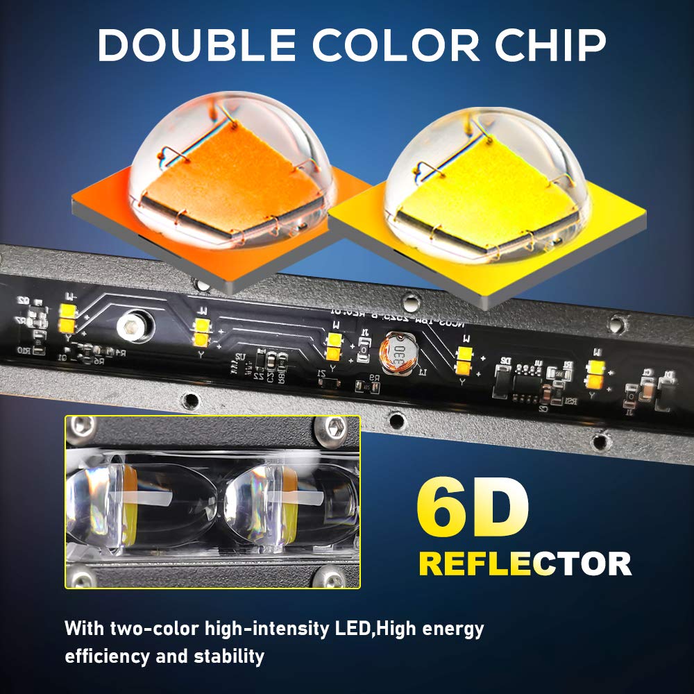 CO LIGHT 50 Inch Slim LED Light Bar - White & Amber, Aluminum, Off Road Driving Combo Beam with Mounting Brackets, Fog Work Lights