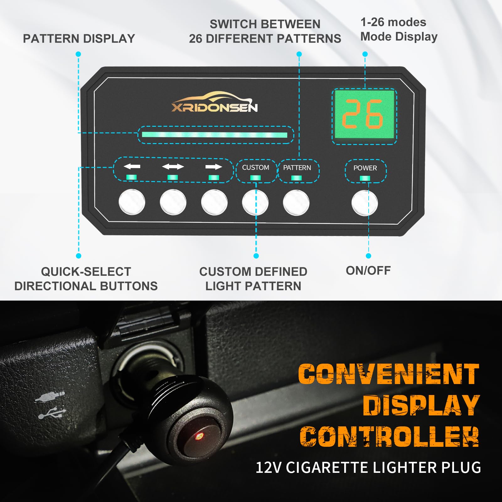 Xridonsen Purple White Emergency Dash Strobe Lights Safety Flashing Warning Hazard Interior Front/Rear Windshield Light Bar Deck