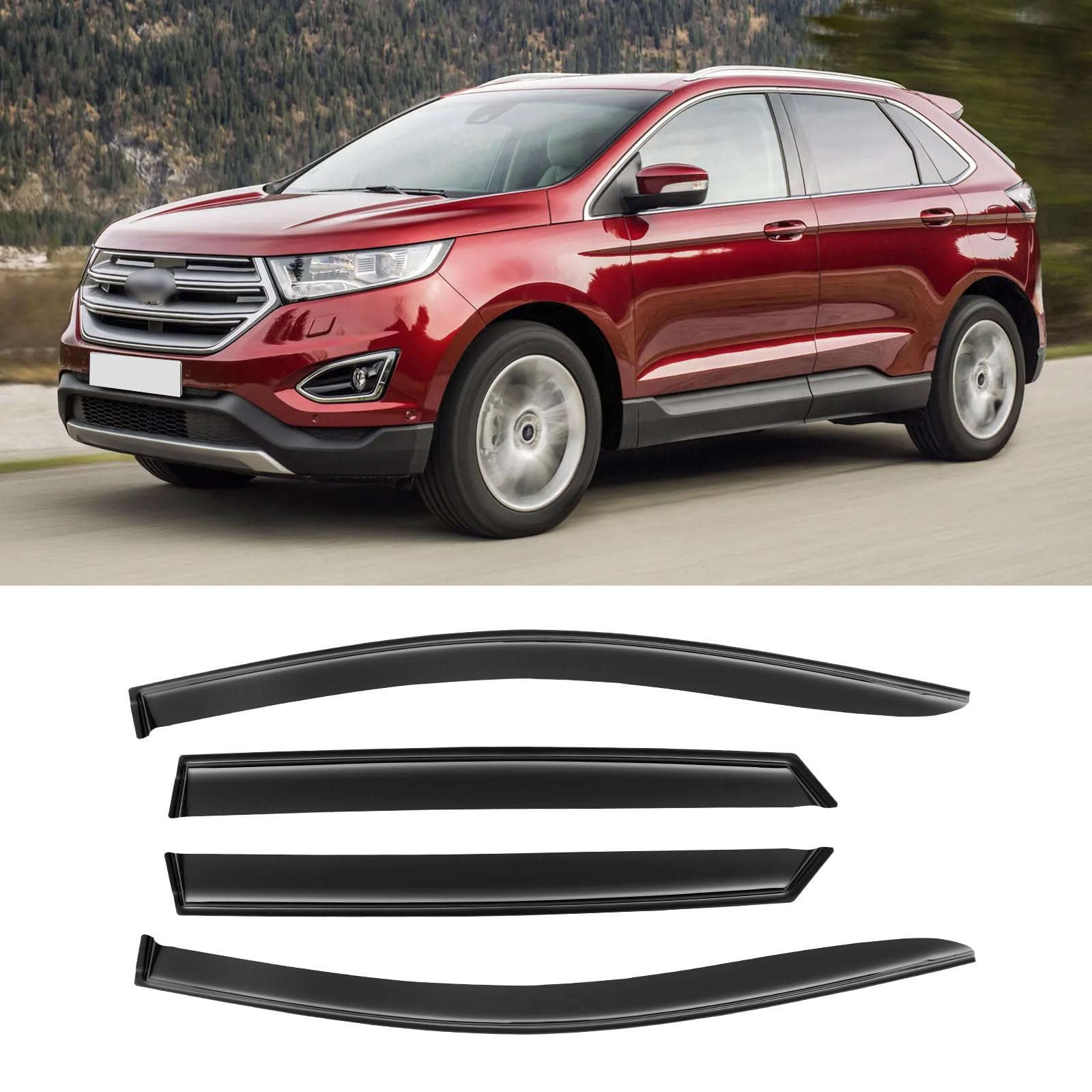 AWVRG Window Rain Guards for 2015-2024 Ford Edge, Window Visor Guard Vent Shade Wind Deflector Rain Shield Protector Sun Visor f