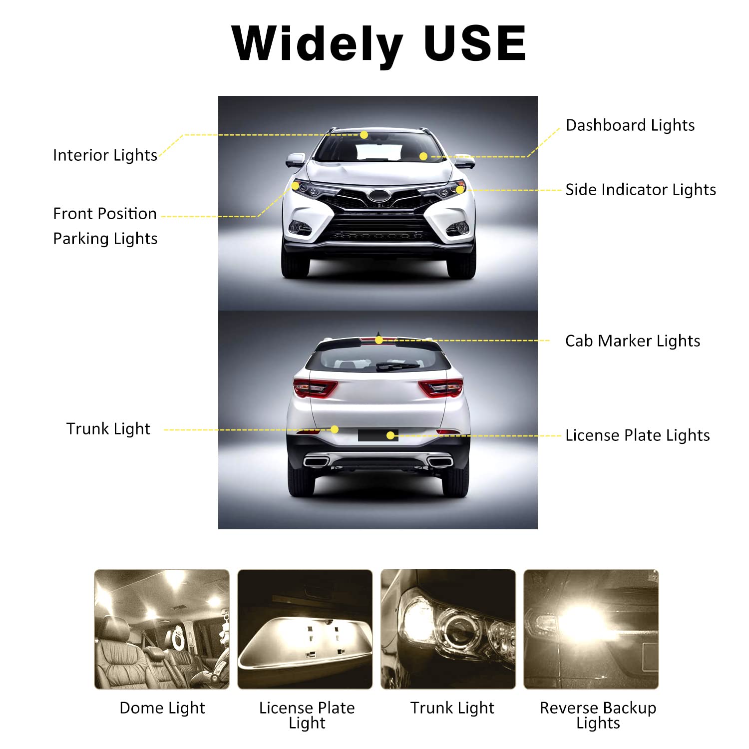 Acohuike T10 921 194 168 Led Bulbs Natural White 20-Packs, Super Bright 3014 42-Smd Replacement 12 Volt Rv Camper Trailer Boat Trunk Interior Dome Map License Lights, Backup Reverse Lights