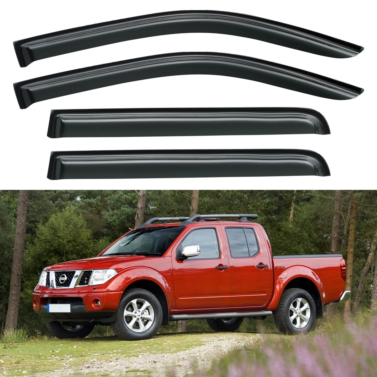 Window Visors Rain Guards Shield for 2005-2021 Nissan Frontier Crew Cab, Out-Channel Window Vent Wind Deflectors Visors Shades f