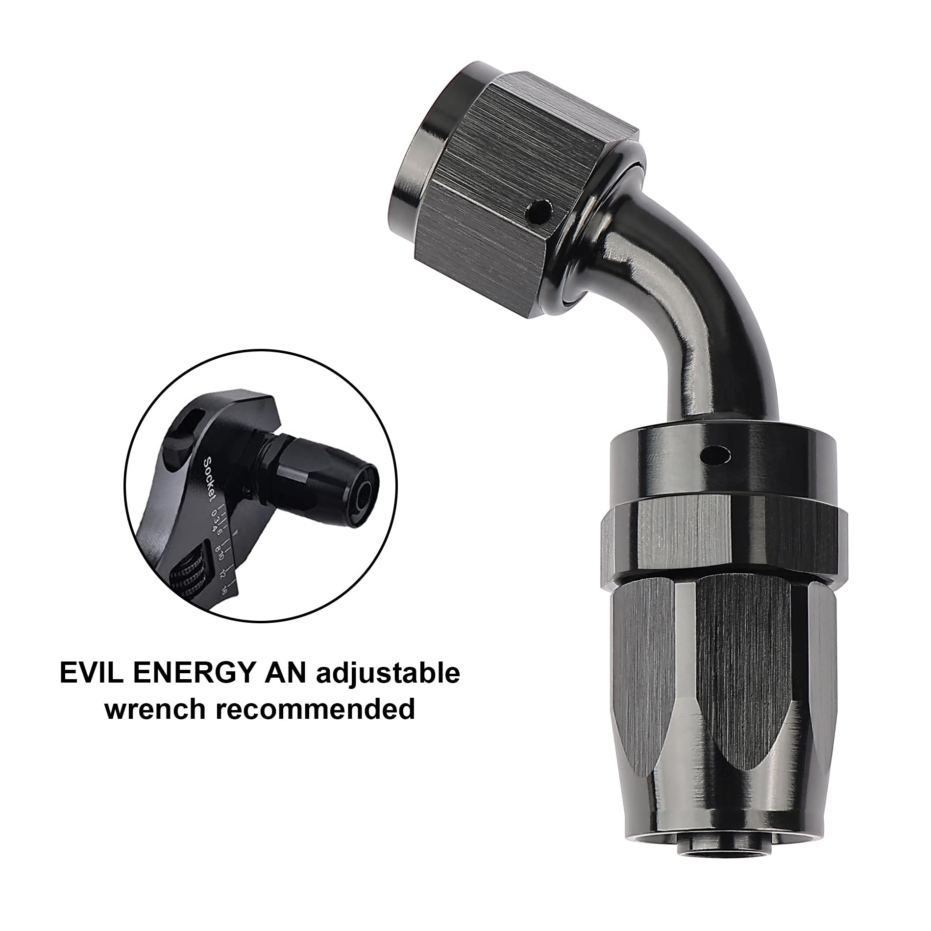 Evil Energy 8An Hose End Fitting 60 Degree Swivel For Cpe Braided Fuel Hose Black