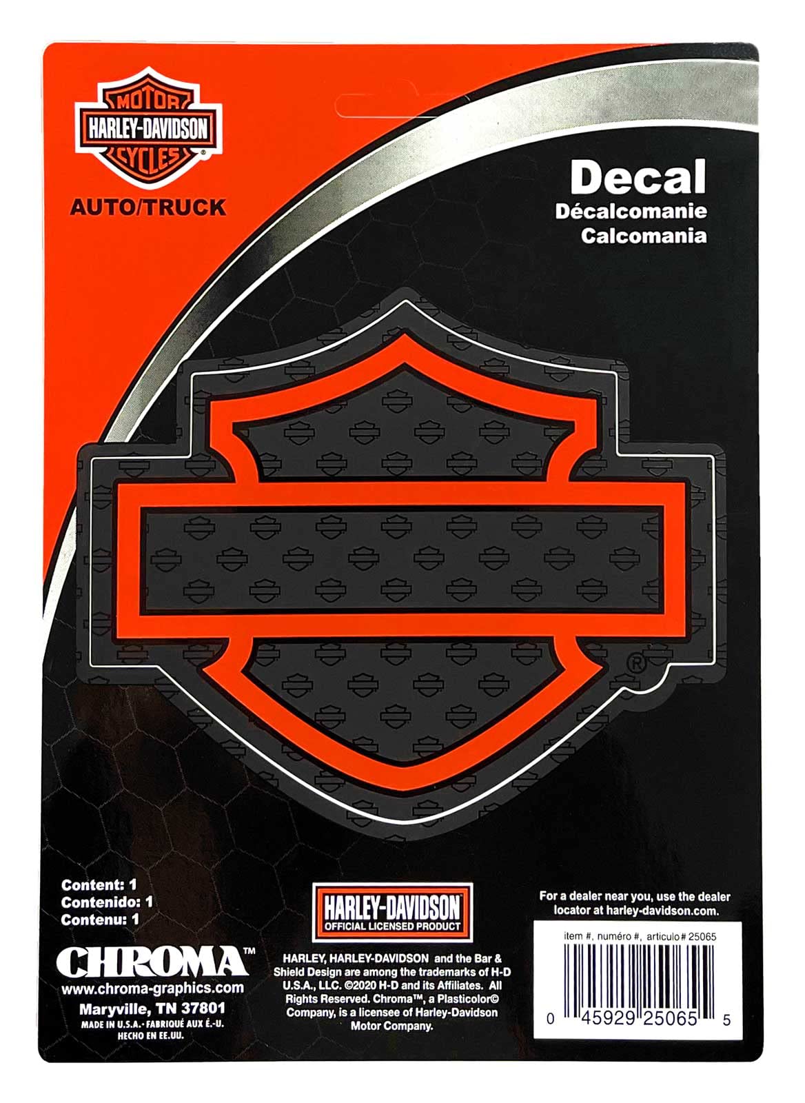 Harley-Davidson Silhouette Bar & Shield Logo Decal, Orange - 5 X 4 In. Cg25065