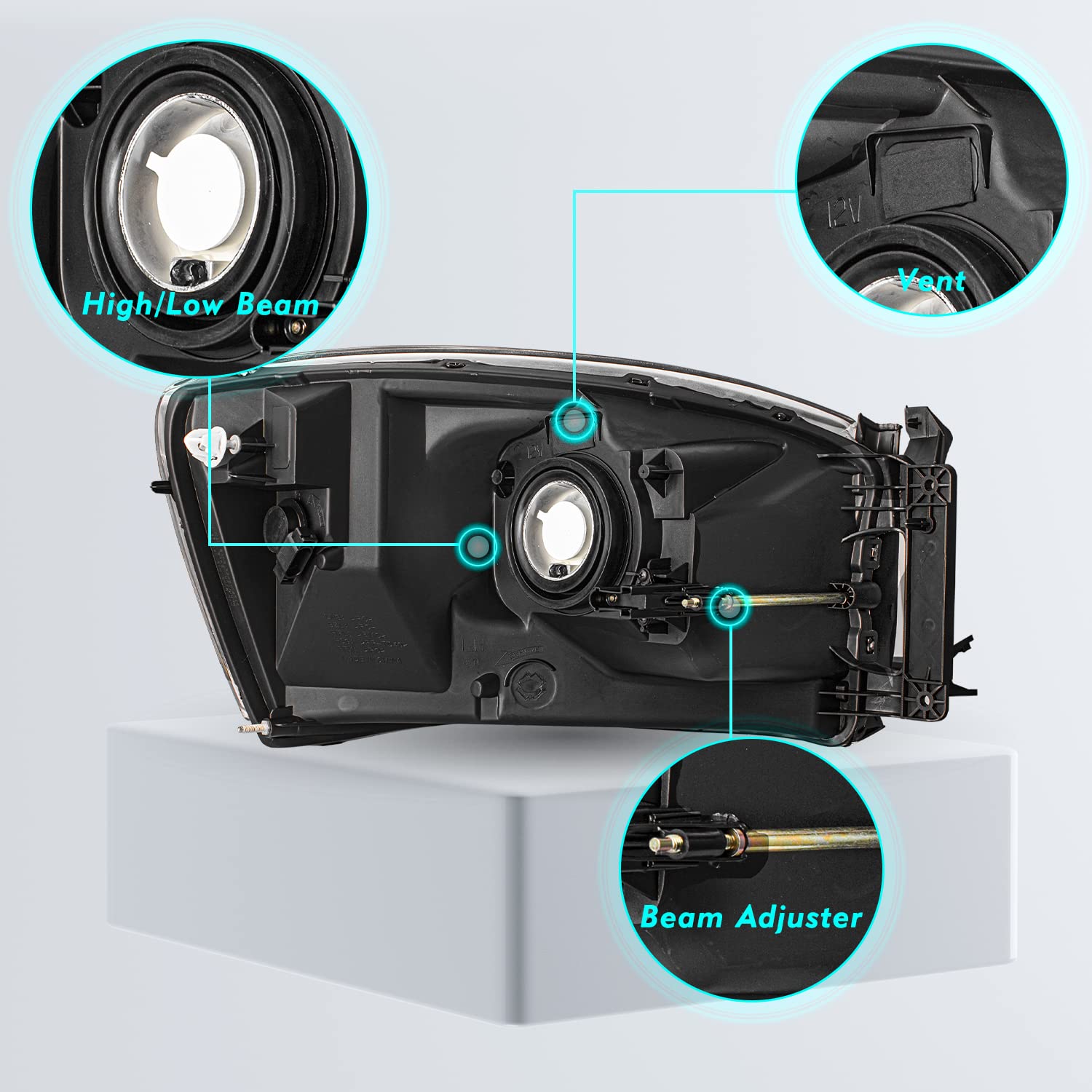 Tusdar Headlight Assembly Set Fits For 2006-2008 Dodge Ram 1500/2007-2009 Dodge Ram 2500 3500 Pickup Driver And Passenger Side