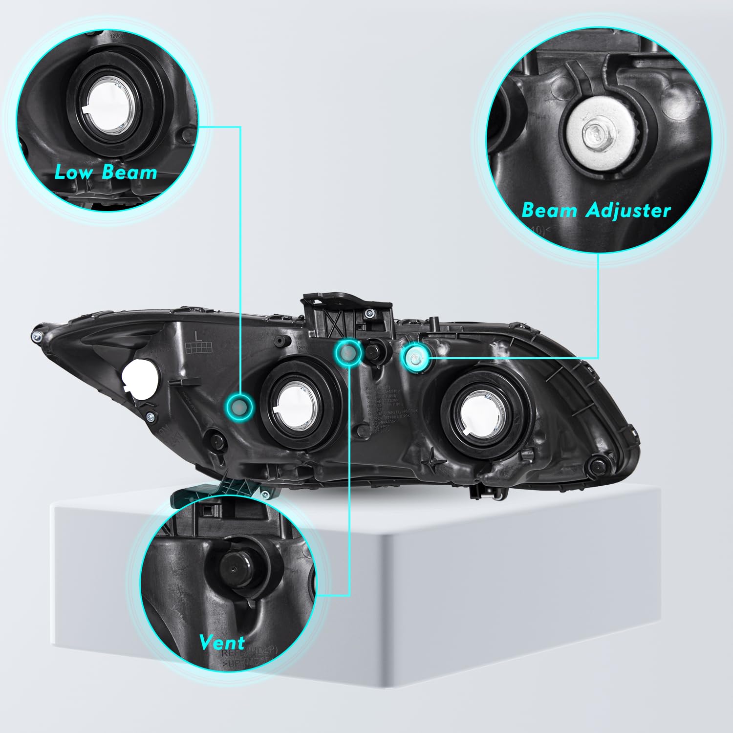 Tusdar Headlight Assembly Replacement For 2012-2015 Honda Civic 4-Door Sedan / 2012-2013 Honda Civic 2-Door Coupe Halogen Headlamp Oe Style Head Light, Passenger & Driver Side