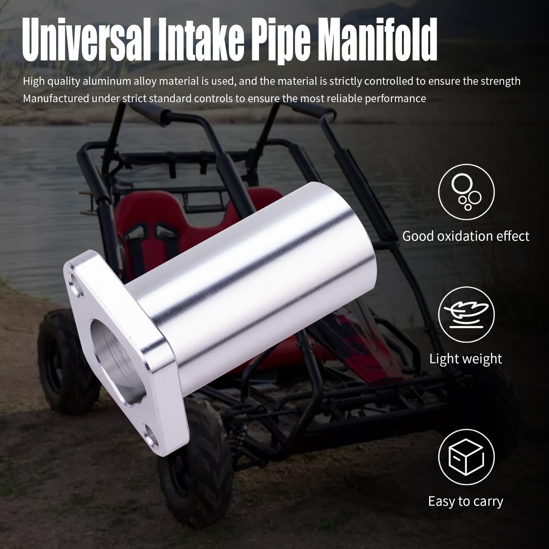 Ciom Universal Intake Pipe Manifold (White) And Motorcycle Carburetor Intake Manifold Interface Inlet Pipe(Black 35Mm) For Pwk24