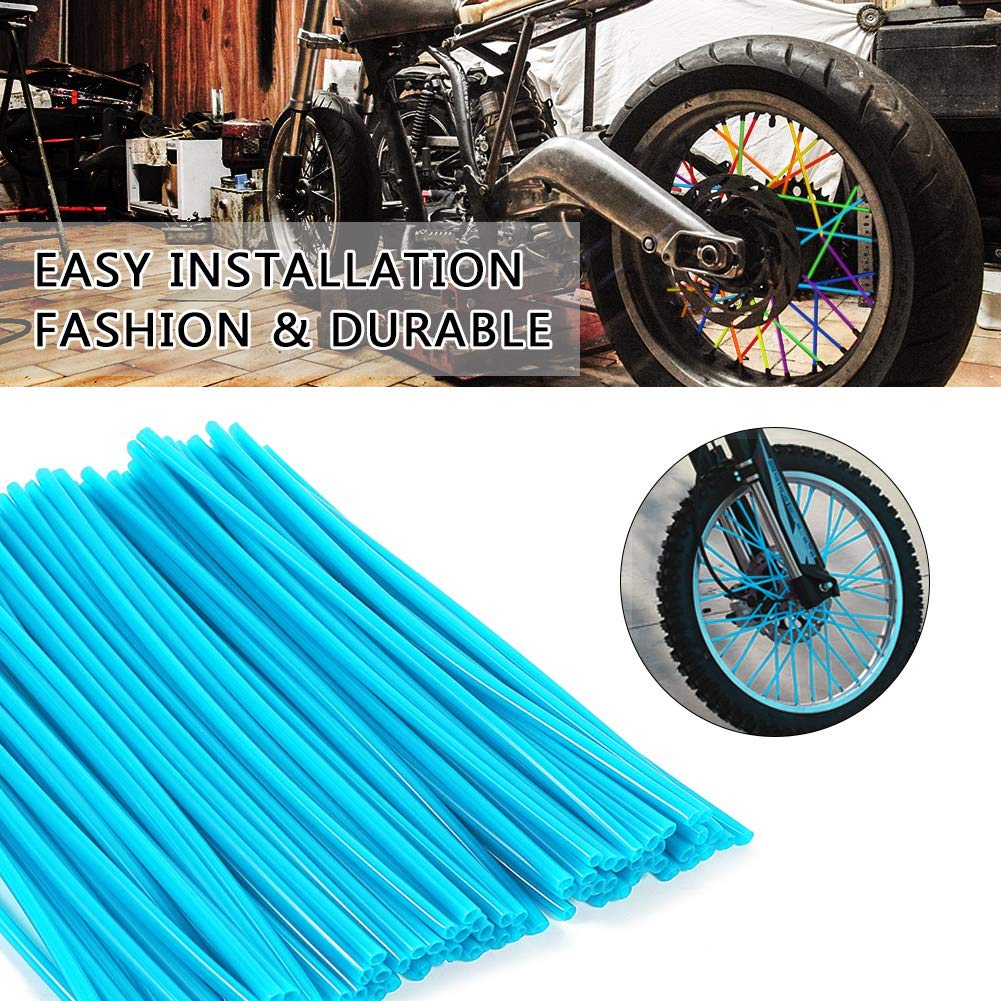 VGEBY 36Pcs Spoke Skins,Motorcycle Dirt Bike Enduro Wheel Motocross Spoke Skins Rims Covers (Sky Blue) Spoke Skins Blue And Pink