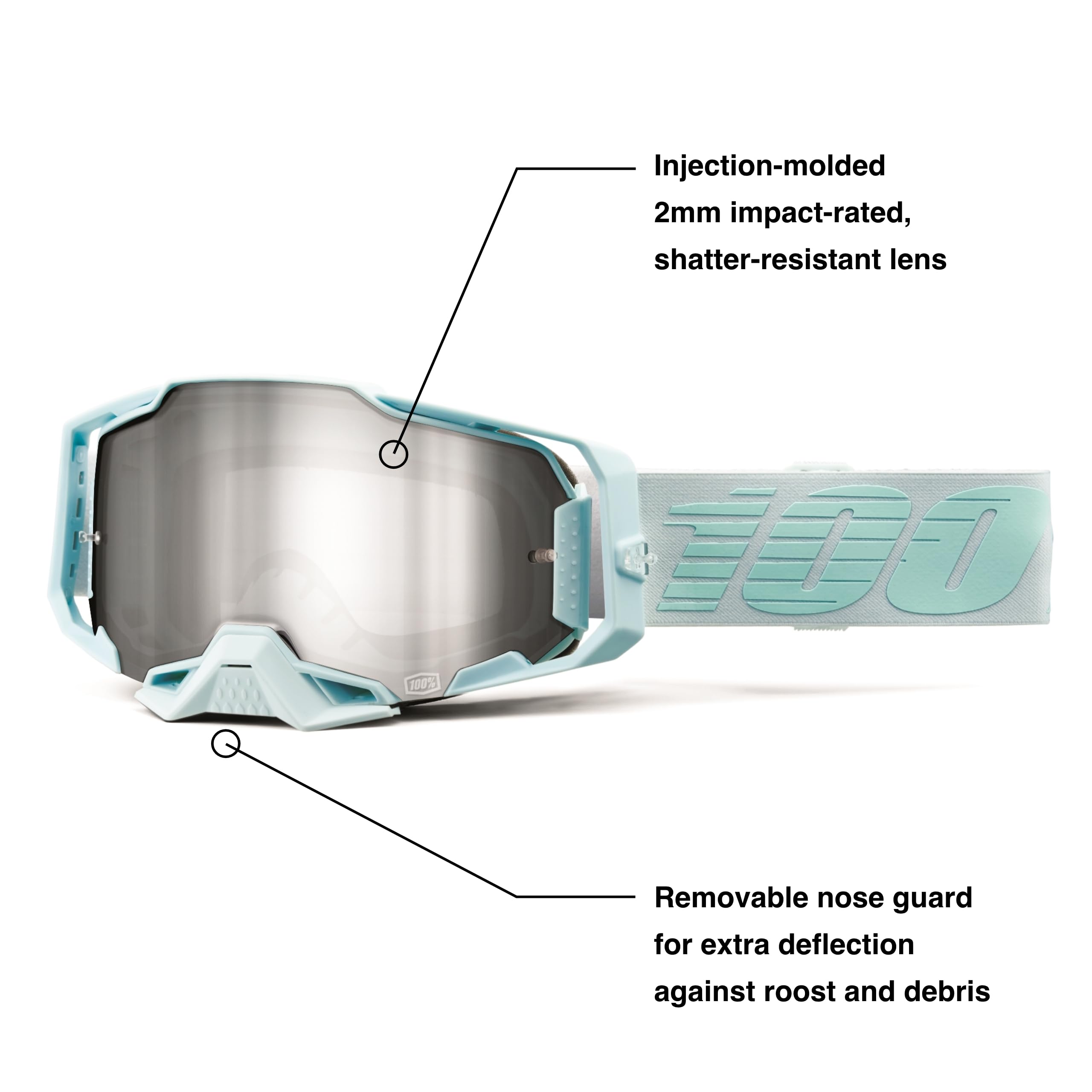 100% Armega Goggles - Eyewear For Dirt Bikes, Motocross, Motorcycle, & Bike Sports - Durable Mountain Biking Goggles - Corbin, M