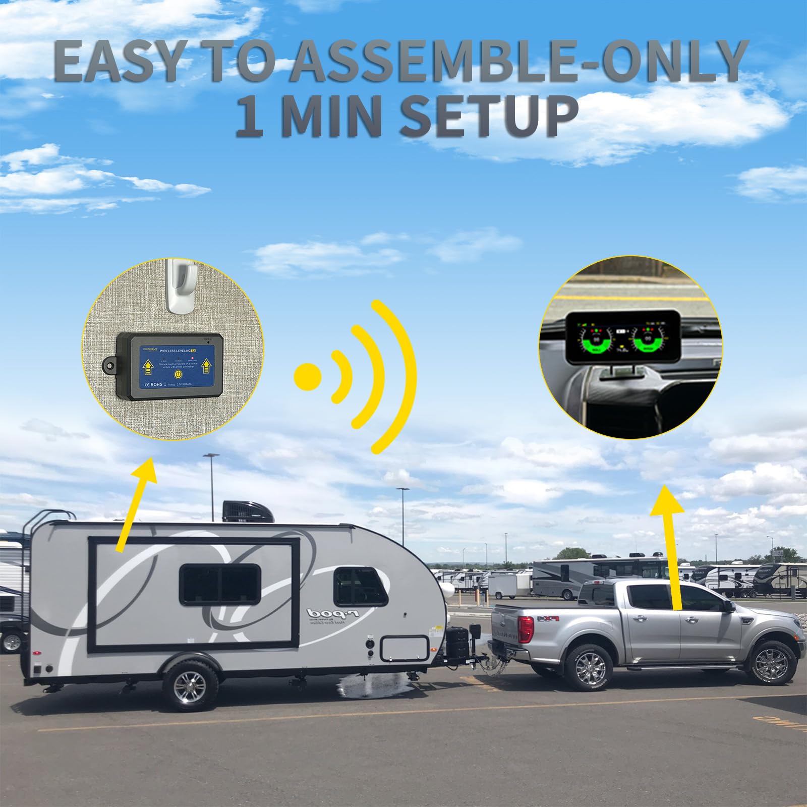 OBEST RV Leveling System, Camper Must Haves Smart Wireless Leveler for Travel Trailer Level Accessories, Easy Setup and APP-Free