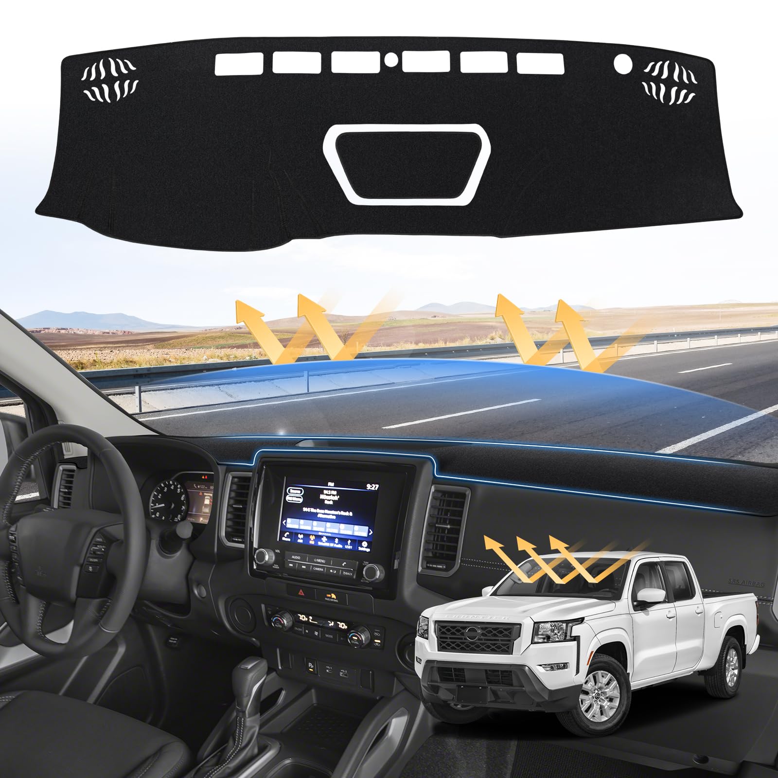Sunsdrew Dash Cover For 2022-2025 Nissan Frontier Dashboard Cover Mat For Frontier Accessories Suede Dash Mat Frontier Sun Shade