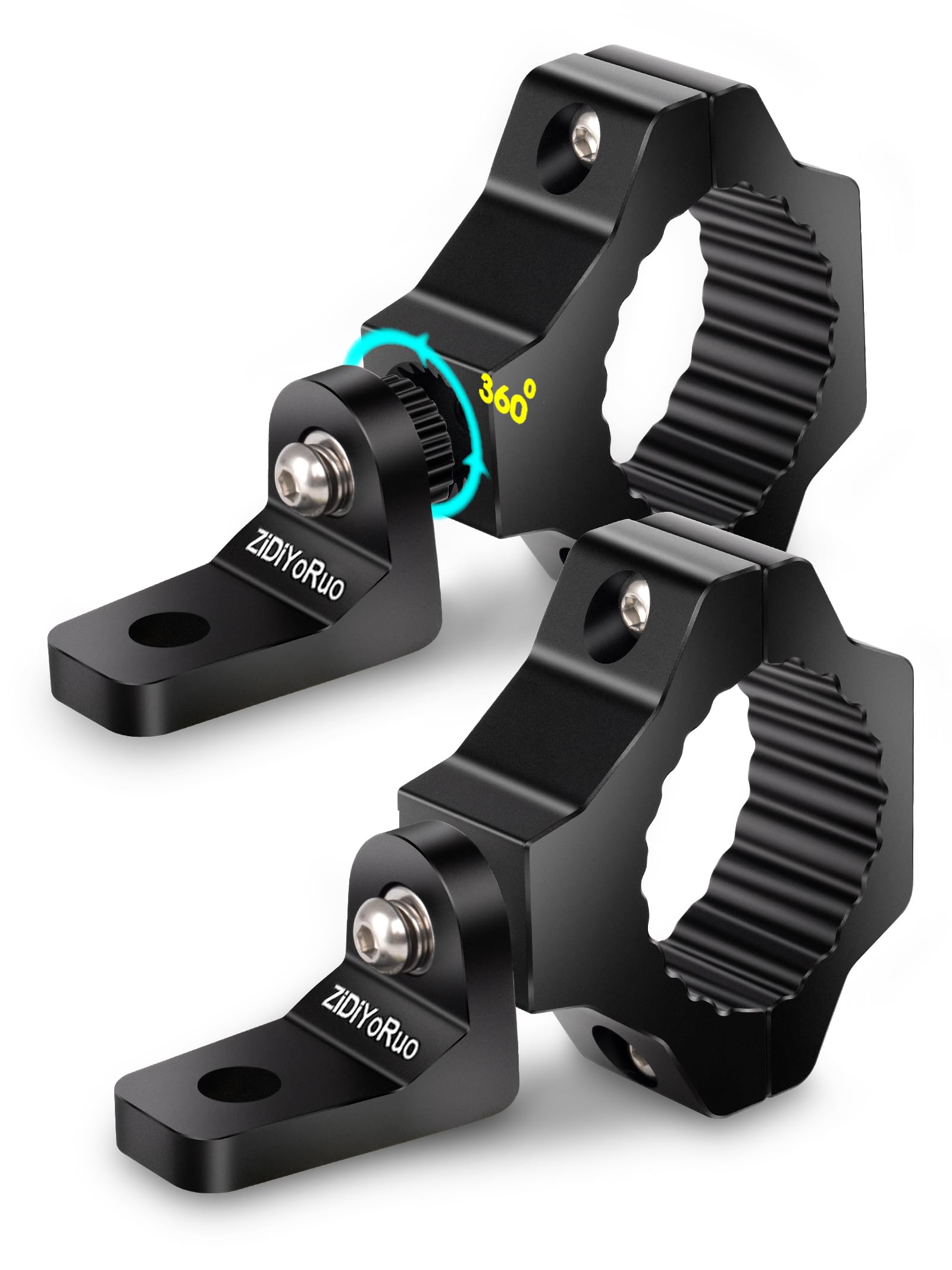 Zidiyoruo Light Bar Mounts For Utv - 360 Light Mounts For 1.75''-2'' Roll Bars, Rock Solid Aluminum Alloy Brackets Mounting Fog