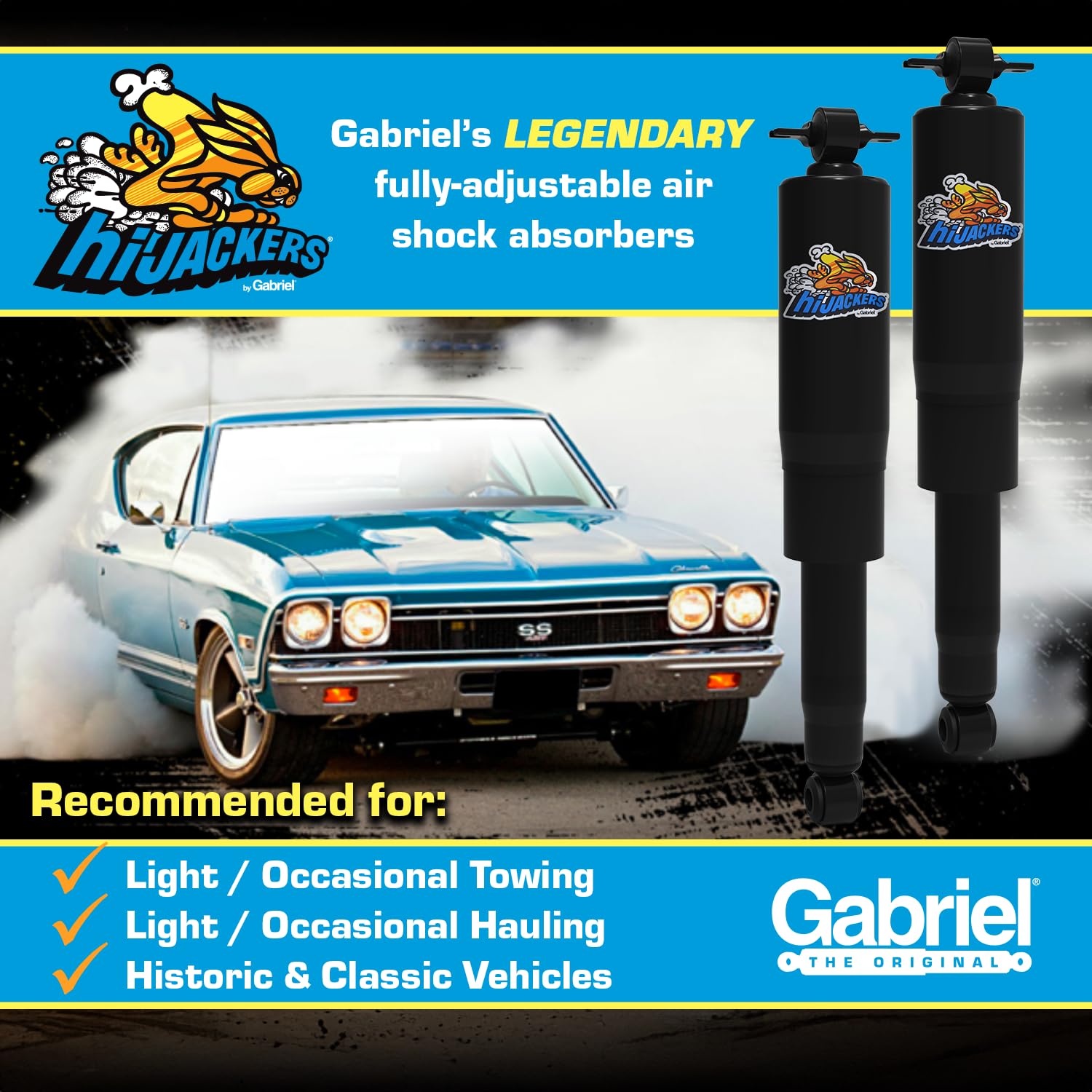 Gabriel 49310 Hijackers Rear Adjustable Air Shock Absorbers Fits Nissan Frontier, Maxima; Buick Century, Roadmaster; Dodge; Fiat
