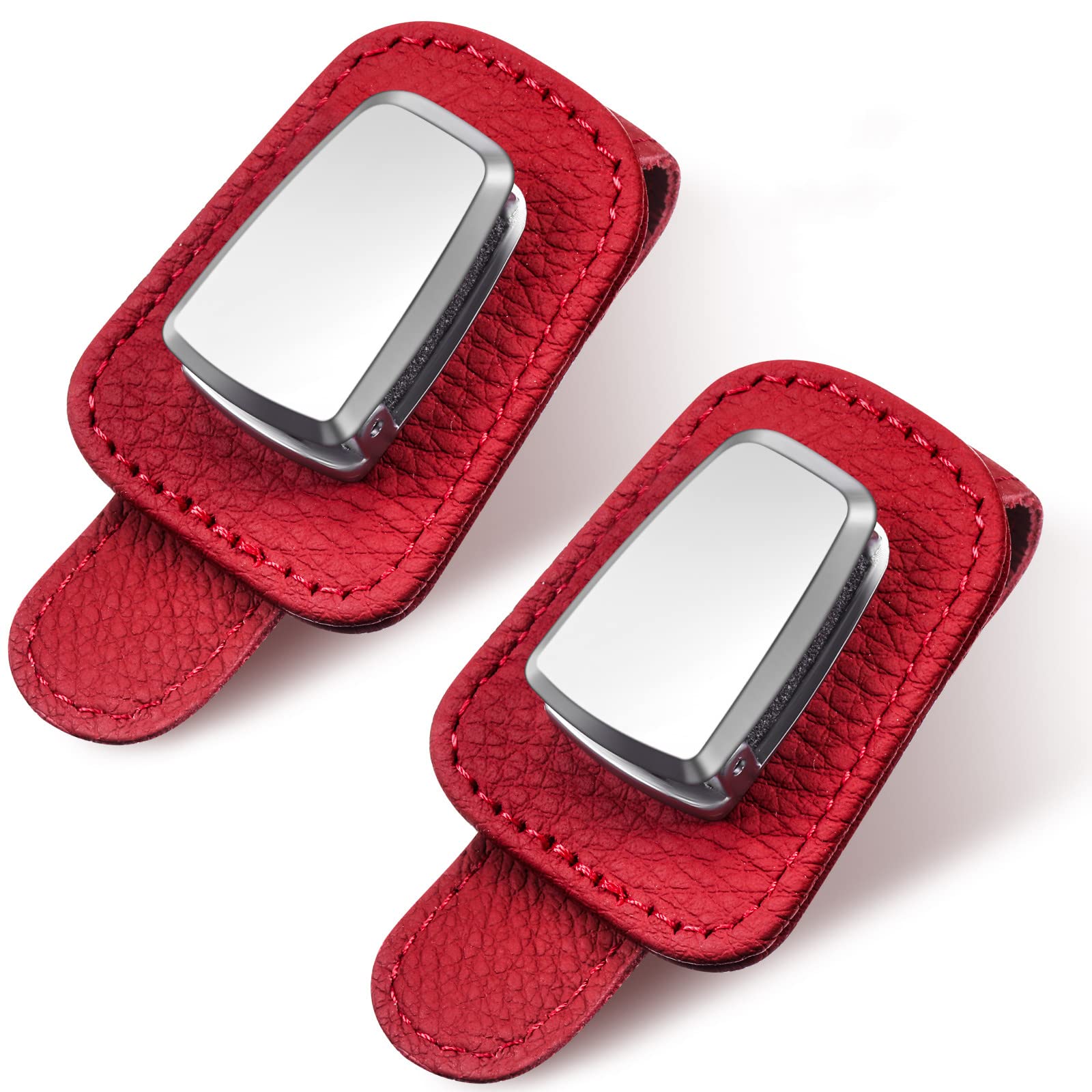 Mudder 2 Packs Sunglasses Holder for Car Universal Visor Sunglasses Holder Clip Leather Eyeglasses Hanger and Ticket Card Clip E