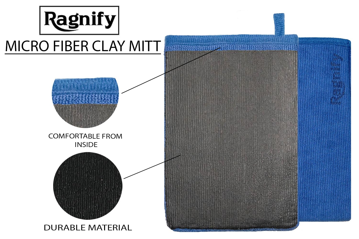 Ragnify Pack Of 2 Clay Mitt Auto Detailing Medium Grade Alternative Mitt For Flawless Removal Of Surface Bonded Micro Contaminan