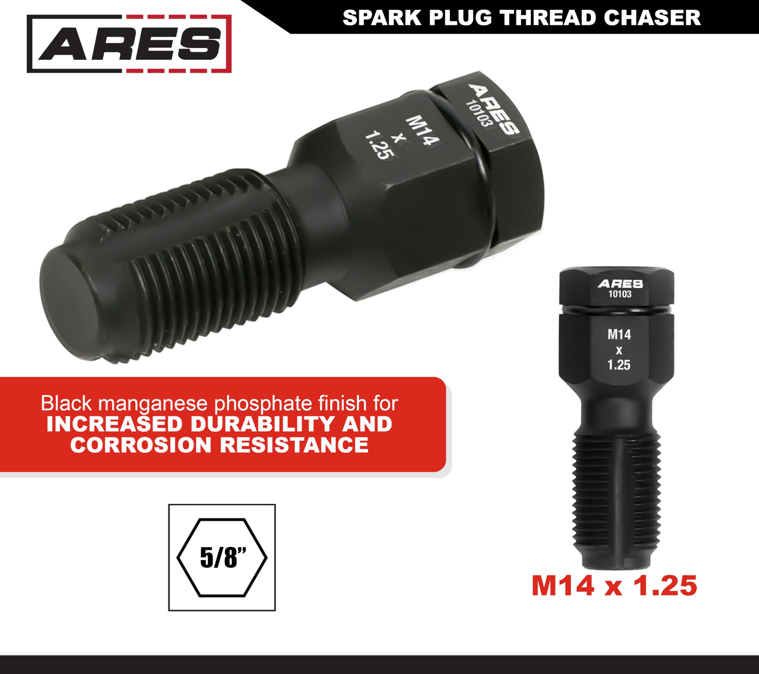 Ares 71112 - Oxygen Sensor Rethread Tool - Easily Cleans Oxygen Sensor Hole Threads - Works With M18 X 1.5Mm Spark Plug Threads