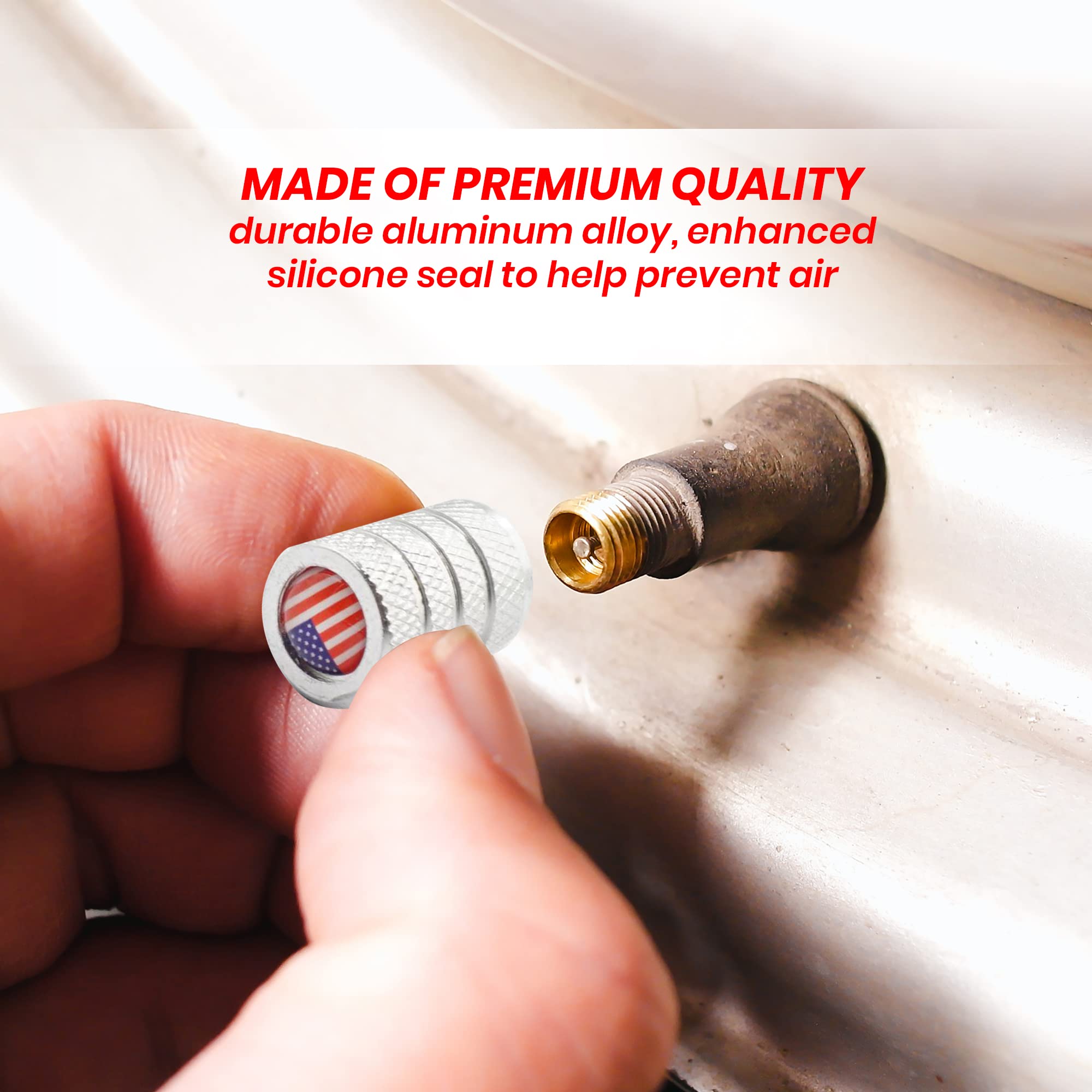 Performore 8 pcs Tire Valve Caps - American Flag Valve Stem Caps - Bike Stem Cap - Tire Valve Cover for Cars, SUVs, Bikes, Bicyc