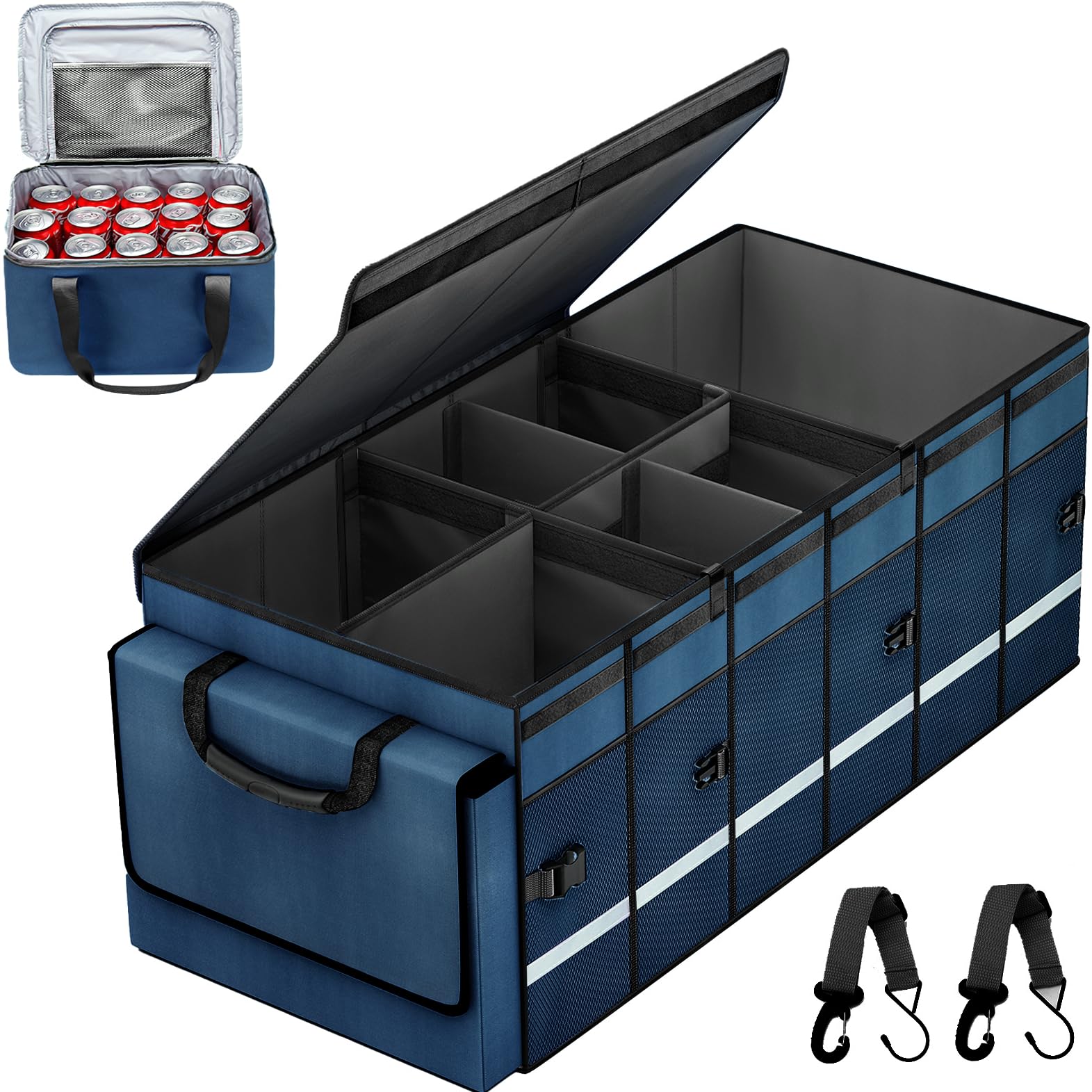 Gdnasist Car Trunk Organizer And Storage With Removable Leakproof Cooler Bag, 6 Removable Dividers For Custom Space, Collapsible