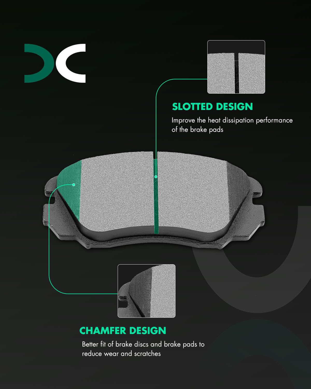 D1421 D1430 Scitoo Front Ceramic Rear Semi-Metal Brake Pads Kits 8Pcs Fit For Buick Allure/Lacrosse/Regal, For Chevy For Malibu/