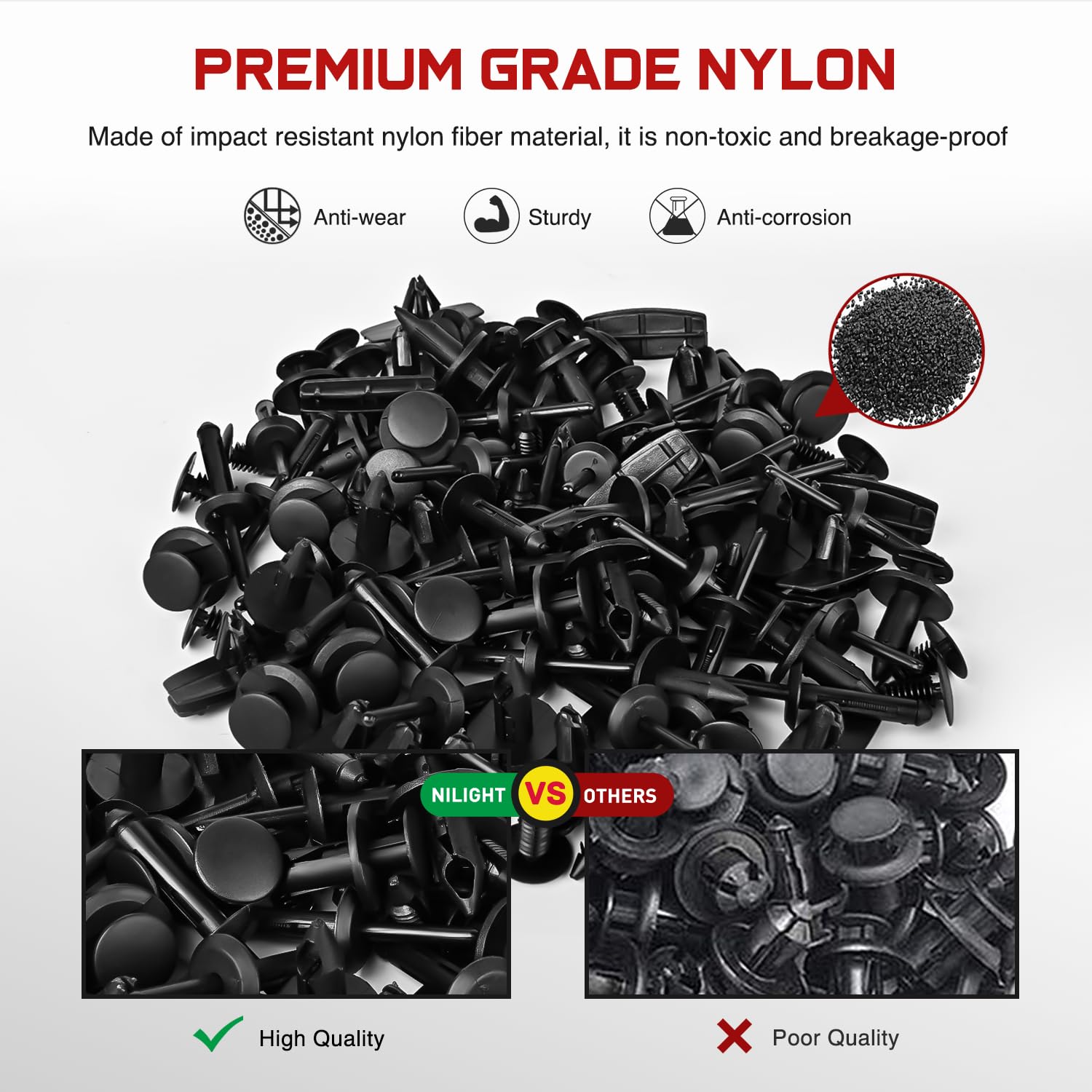 Nilight 121Pcs Fender Flare & Rocker Moulding Clip Assortment 6506007-Aa 6030441 68039280-Aa 6503598 Replacement For Jeep Wrangl