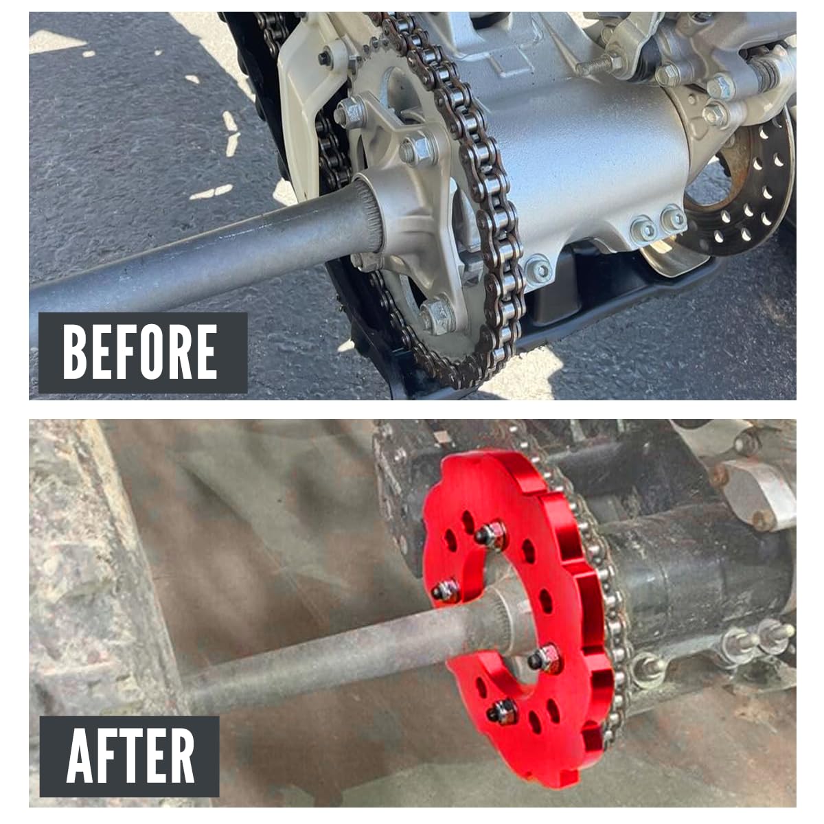 Canitu Sprocket Guard,Motorcycle 1/2 Poly Billet Aluminum Chainring Sprockets Chain Guard Protector Cover For Honda Trx250R / Trx450R / Trx400Ex / Trx250X / Trx400Ex (Red)