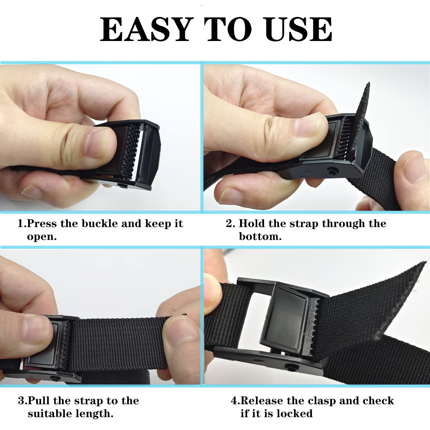 Anfyko Tie Down Strap Fully Upgraded (1 X 13.2' 4Pcs), Thicker Webbing, Stronger Snaps, Bevel Cut Ends, Adjustable Cam Buckle Lashing Straps For Sup, Kayak, Rv, Tourist Car, Trailer,Truck, Motorcycle