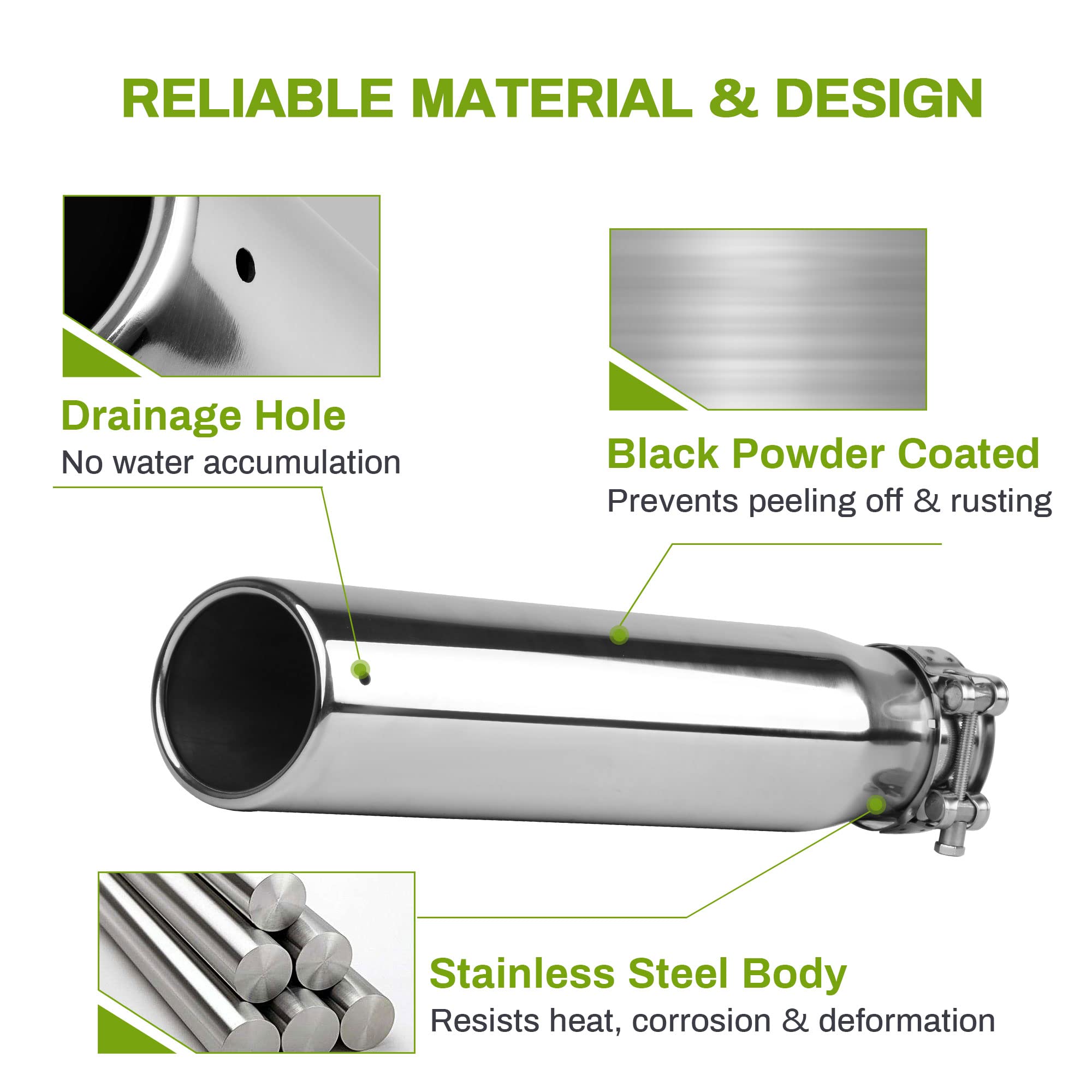 Autosaver88 2.5 Inch Inlet Exhaust Tip, 2.5 Inlet 3 Outlet 12 Overall Length Chrome-Plated Finish Stainless Steel Exhaust Tailpipe Tips For 2.5 Outer Diameter Tailpipe, Bolt/Clamp On, Universal