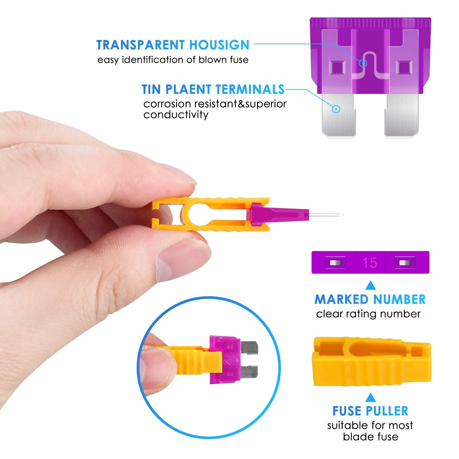 Pacetap 330 Pcs Car Fuses Assortment Kit Include Standard & Small & Mini Size(2A/3A/5A/7.5A/10A/15A/20A/25A/30A/35A/40A), Car Bl
