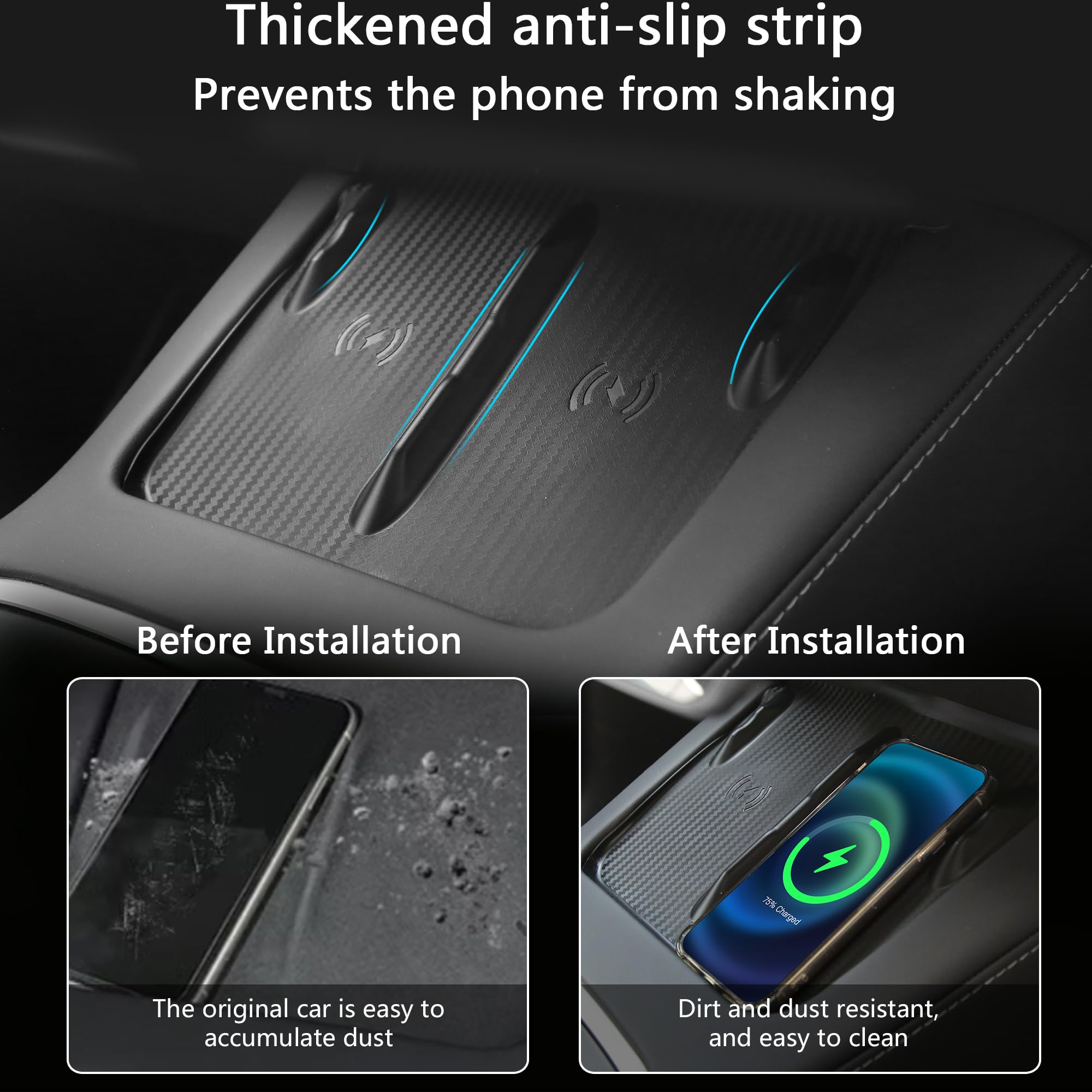 TOPABYTE 3PCS Center Console Accessories for Tesla Model Y 2021-2024 and Model 3 2021-2023 Cup Holder Insert, Screen Edge Protec