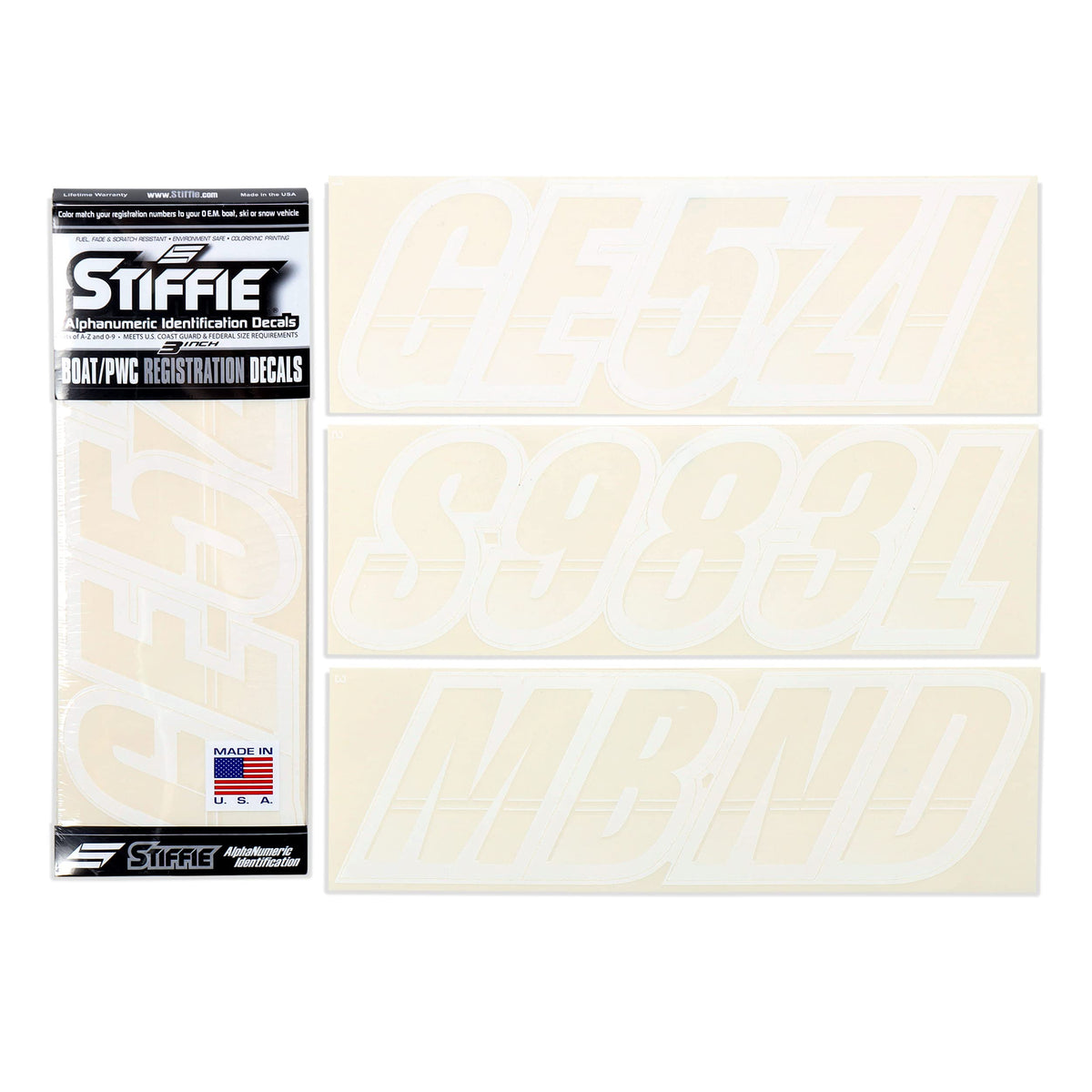 Stiffie Techtron Transparent/White 3'' Dot Decal Kit Registration Numbers Vinyl Lettering Semi Truck Tractor Trailer Decals