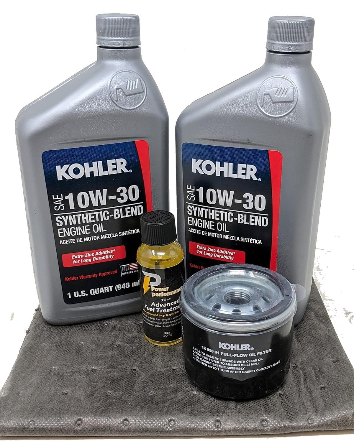 Kohler Genuine 12 050 01-S Oil Change Kit w/Oil pad 10W-30 Oil and Fuel Treatment