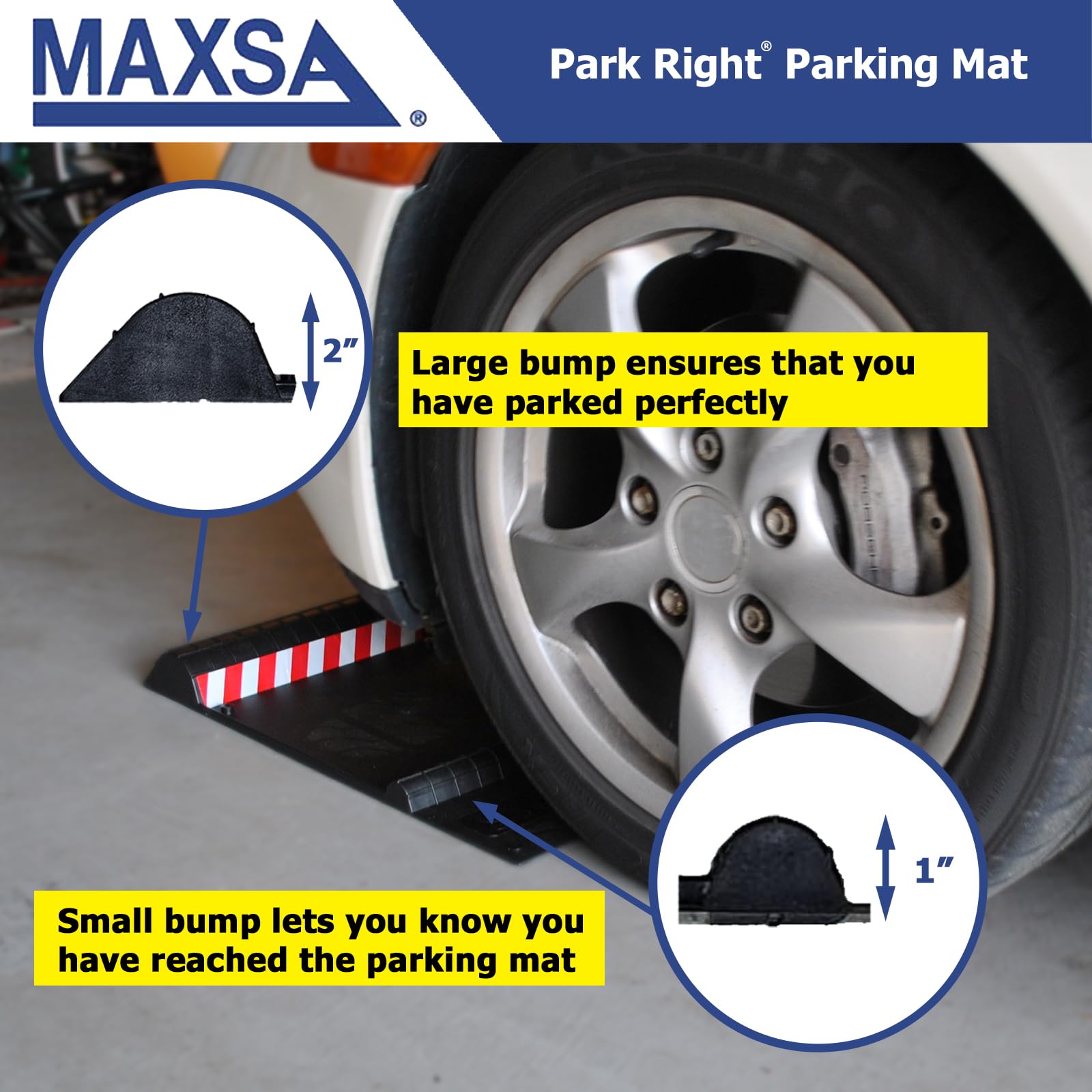 Maxsa 37358-RS Park Right 21'' x 11'' x 2'' Parking Mat, Black