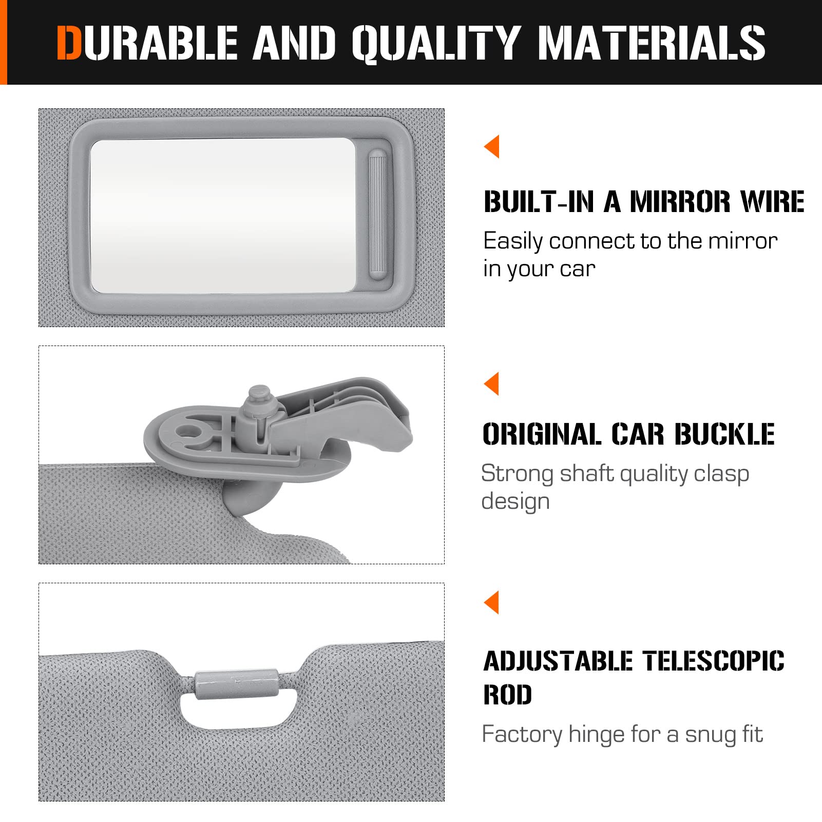 Sun Visor for 2011-2015 Hyundai Elantra, Left Driver Side Gray Sunvisor Replacement 852103X000TX