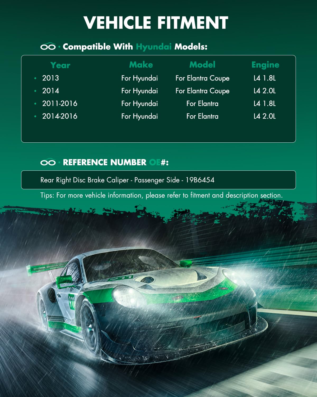 Scitoo Rear Right Brake Caliper With Bracket 19B6454 Compatible For Hyundai Elantra 2011-2016, For Hyundai Elantra Coupe 2013-20