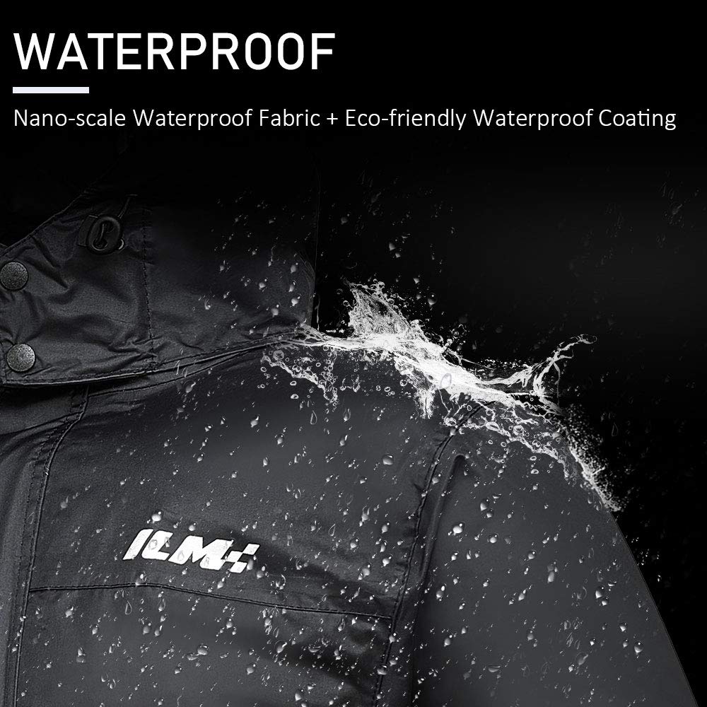 Ilm Motorcycle Rain Suit Waterproof Wear Resistant 6 Pockets 2 Piece Set With Jacket And Pants Fits Men Women (Men'S 2X-Large, N
