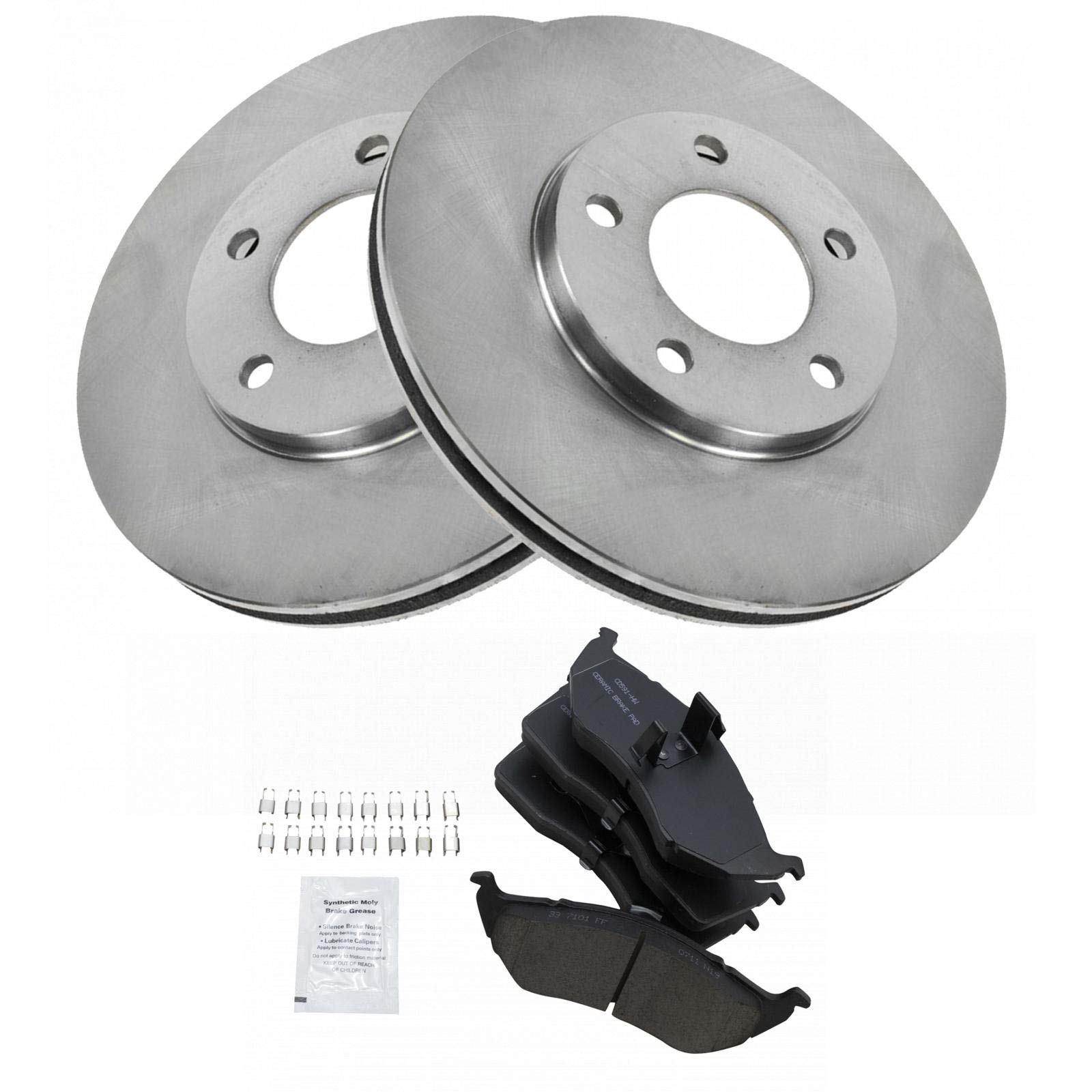 Trq Front Brake Pad & Rotor Kit Brake Pads Brake Rotor Ceramic Compatible With 1996-2000 Chrysler Town & Country Dodge Caravan G