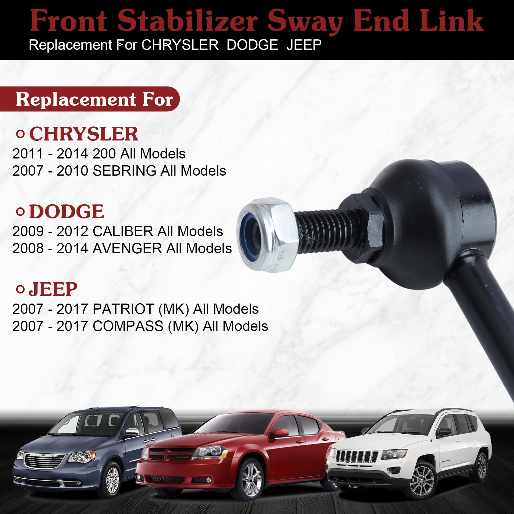 Stiueoav K750385 Sway Bar Link - Front Stabilizer End Link Compatible With 2011-2014 200?2007-2010 Sebring?2008-2014 Avenger?200