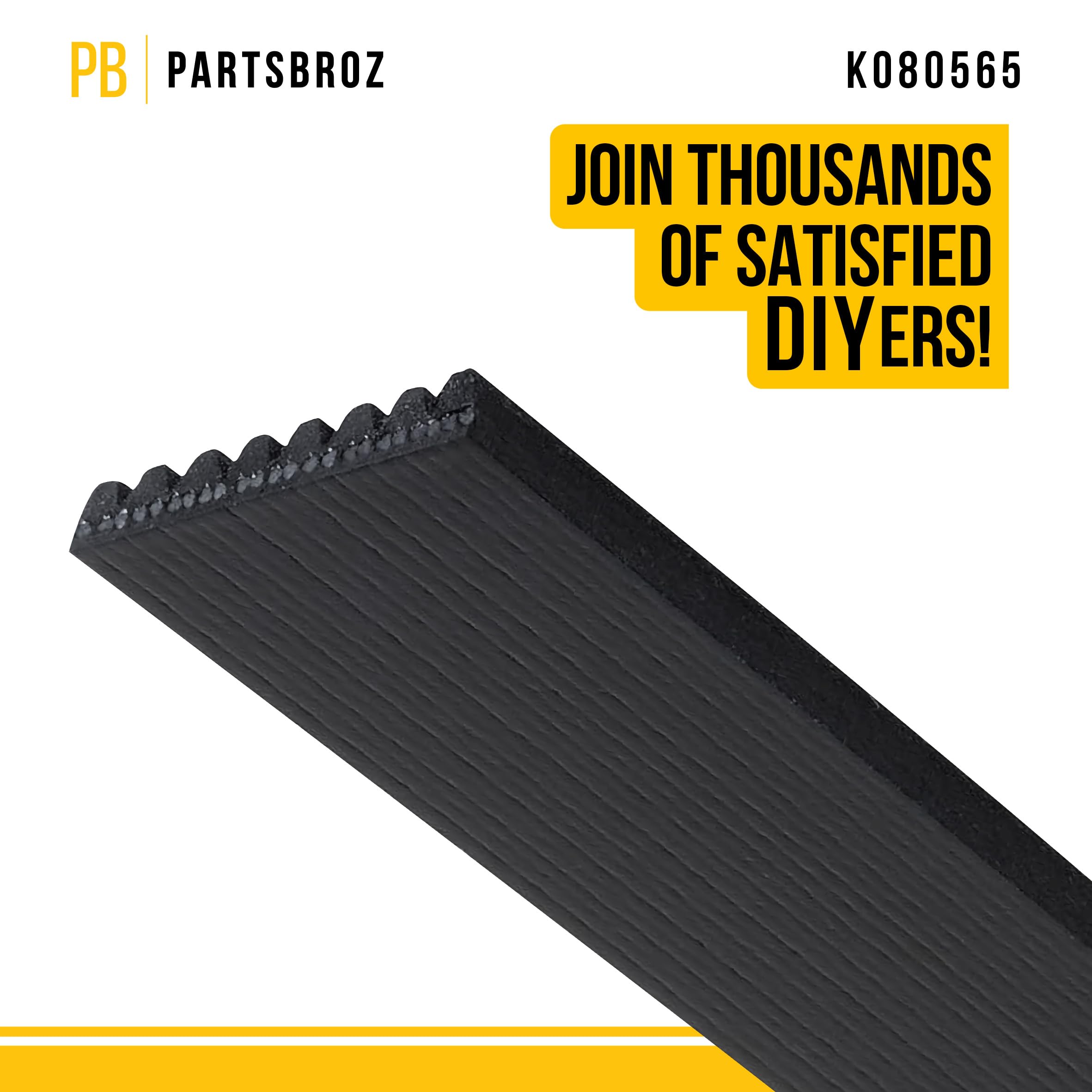 Partsbroz K080565 Micro-V Serpentine Drive Belt - Compatible With Gates Dayco Bando Acdelco Goodyear Continental - Replaces K080